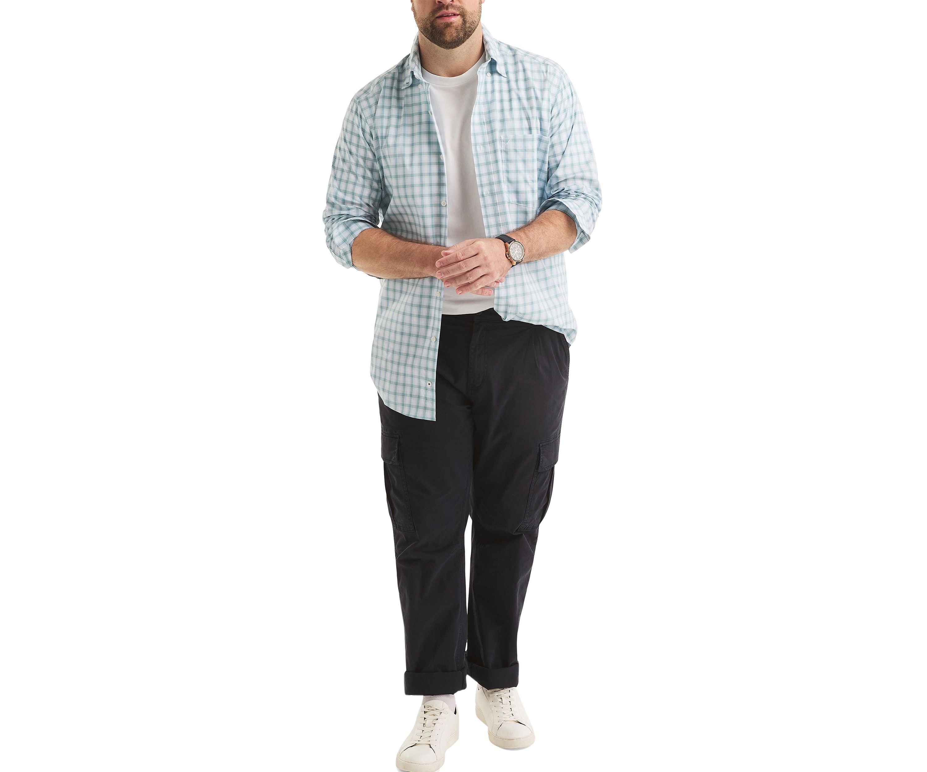Big & Tall Long Sleeve Plaid Cotton Shirt 