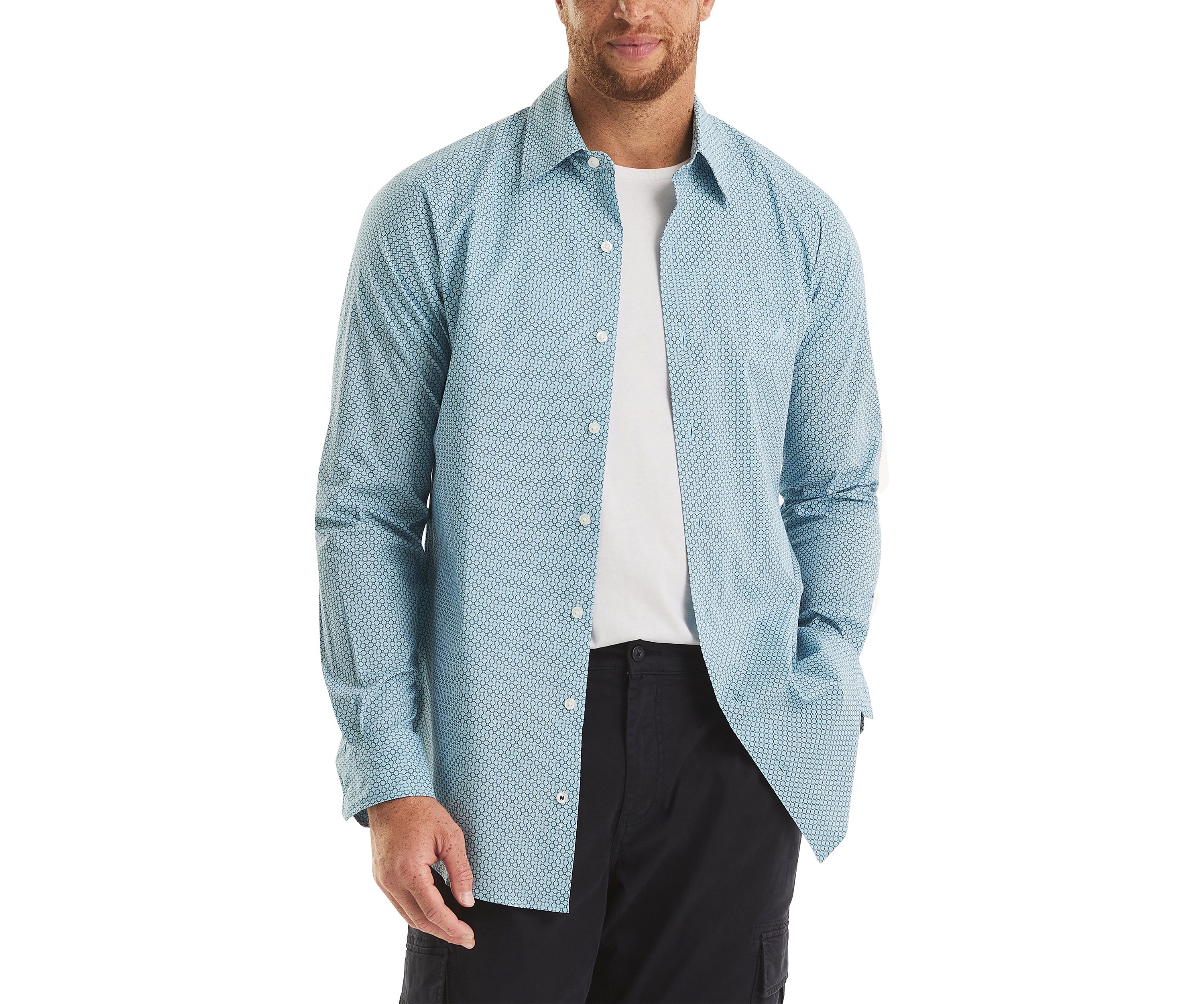 Big & Tall Long Sleeve Printed Button Up Shirt 