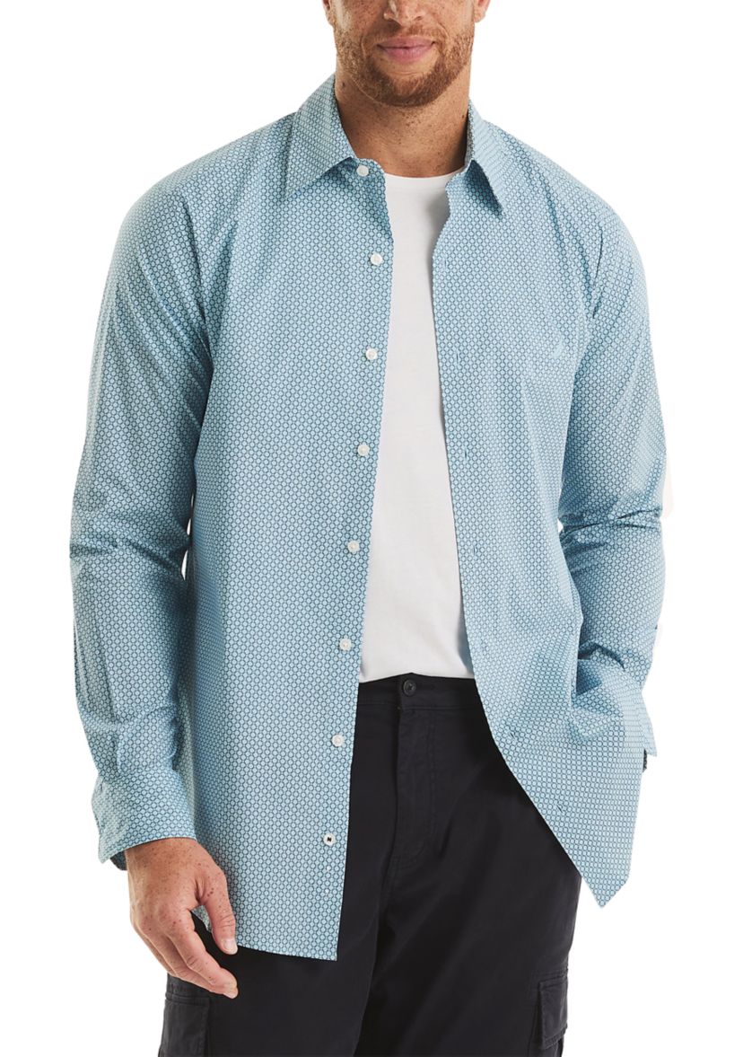 Big & Tall Long Sleeve Printed Button Up Shirt 