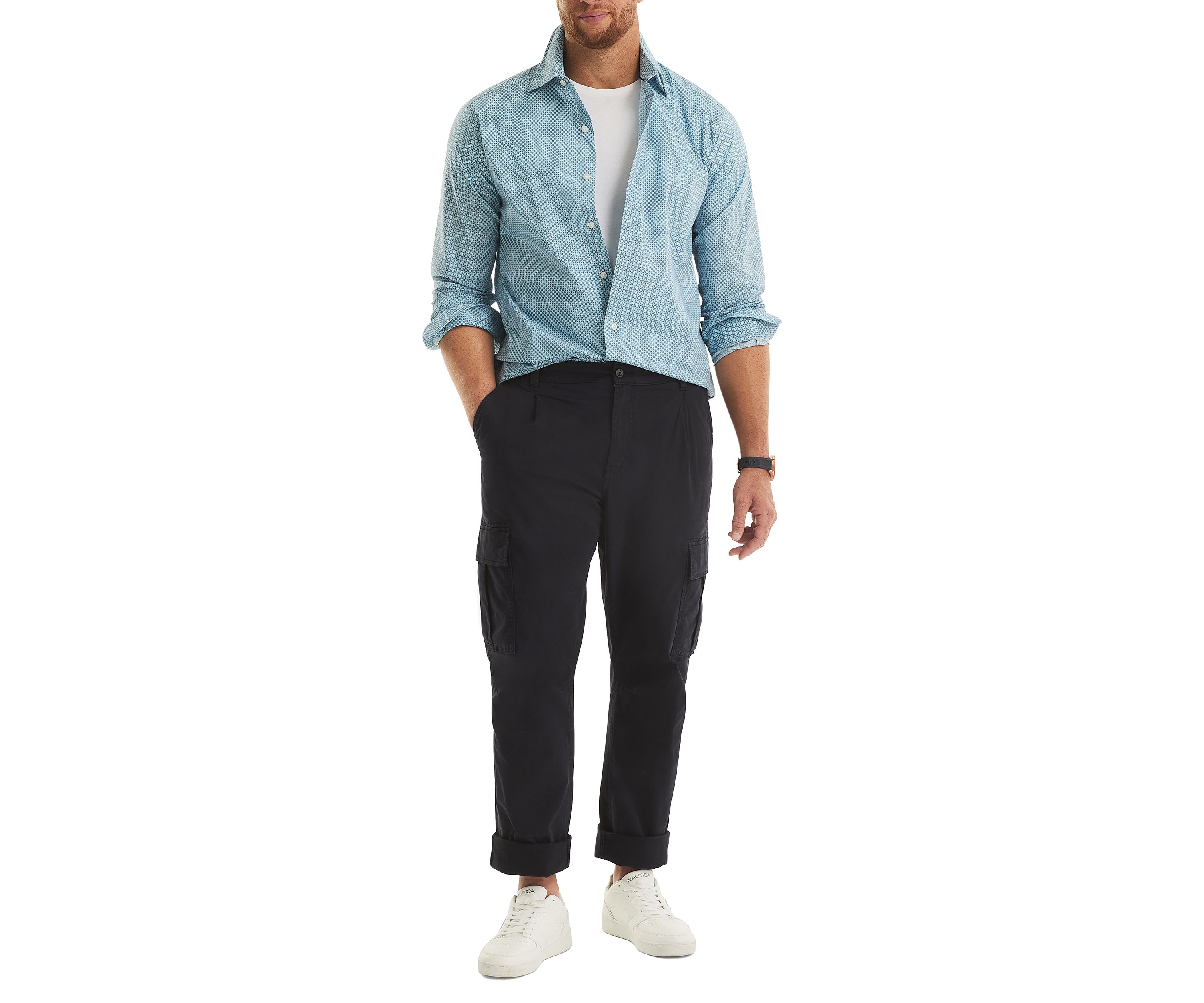 Big & Tall Long Sleeve Printed Button Up Shirt 