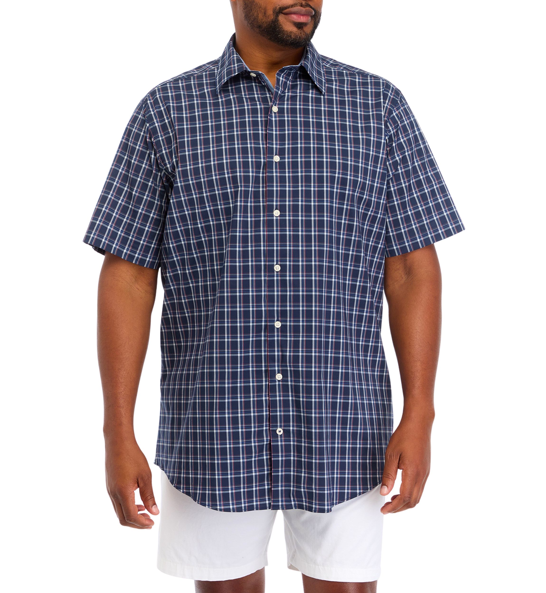 Big & Tall Short Sleeve Navtech Plaid Shirt