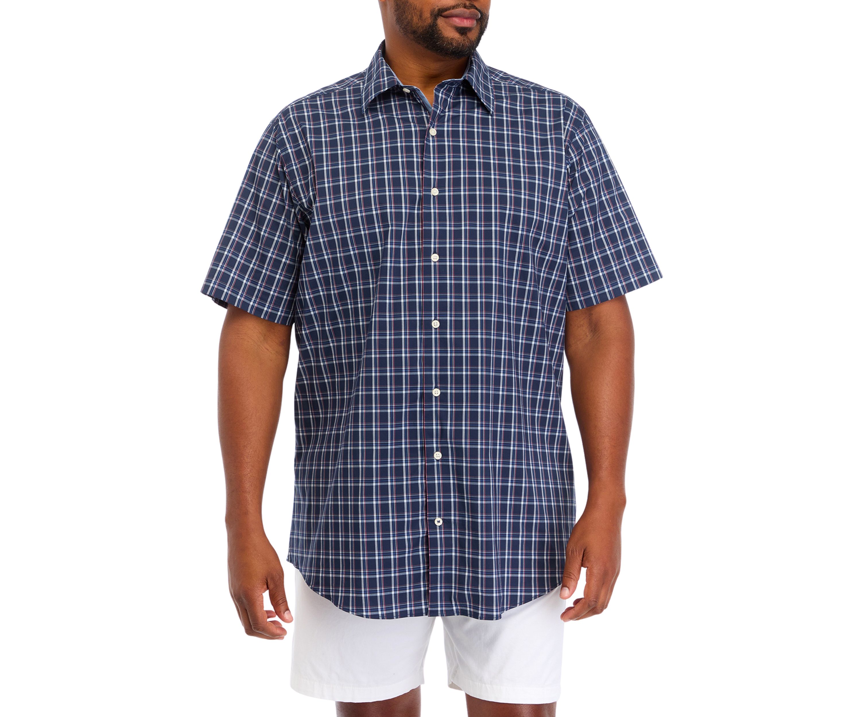 Big & Tall Short Sleeve Navtech Plaid Shirt