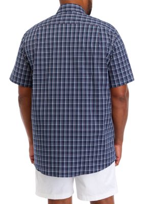 Big & Tall Short Sleeve Navtech Plaid Shirt