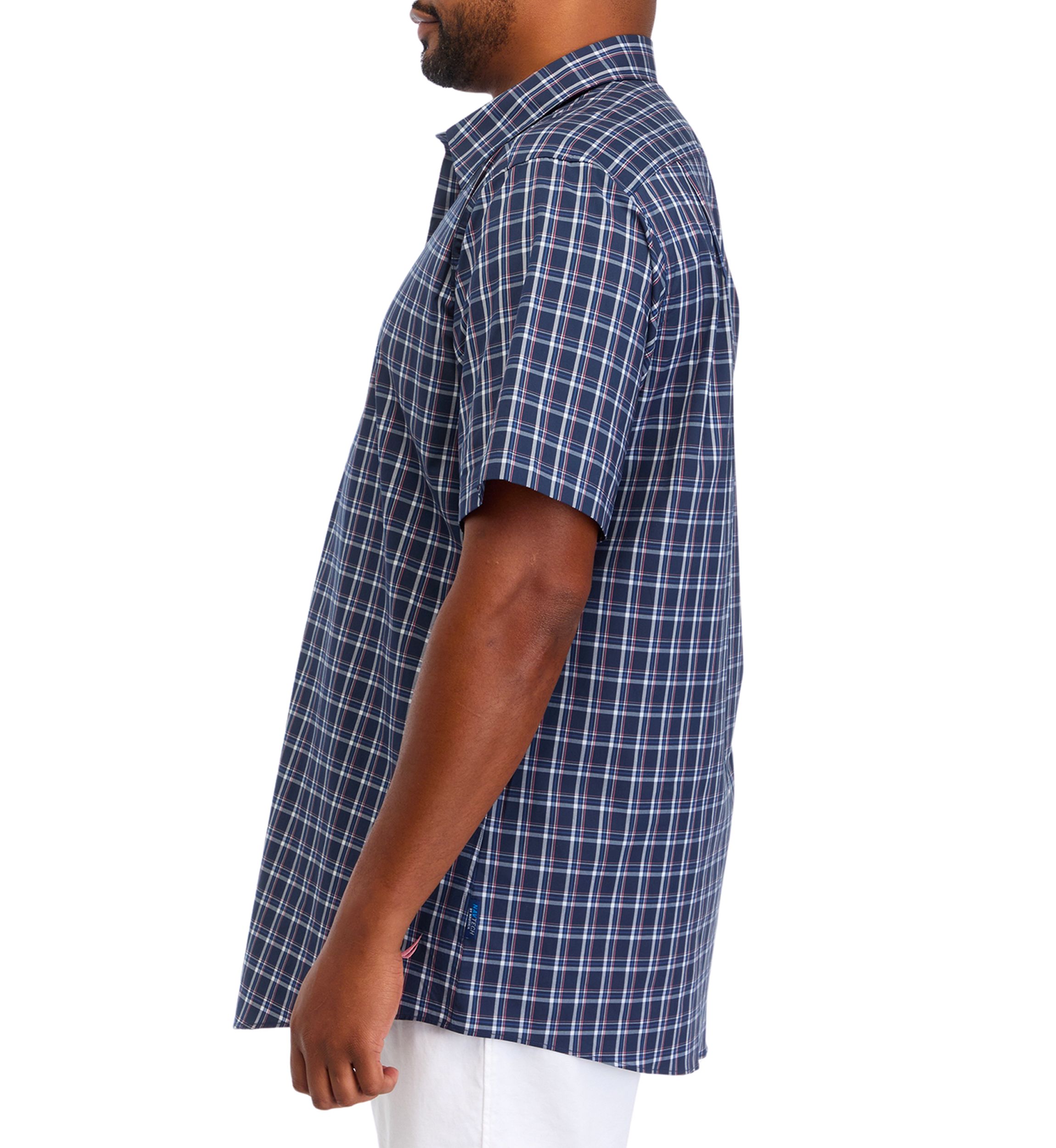 Big & Tall Short Sleeve Navtech Plaid Shirt