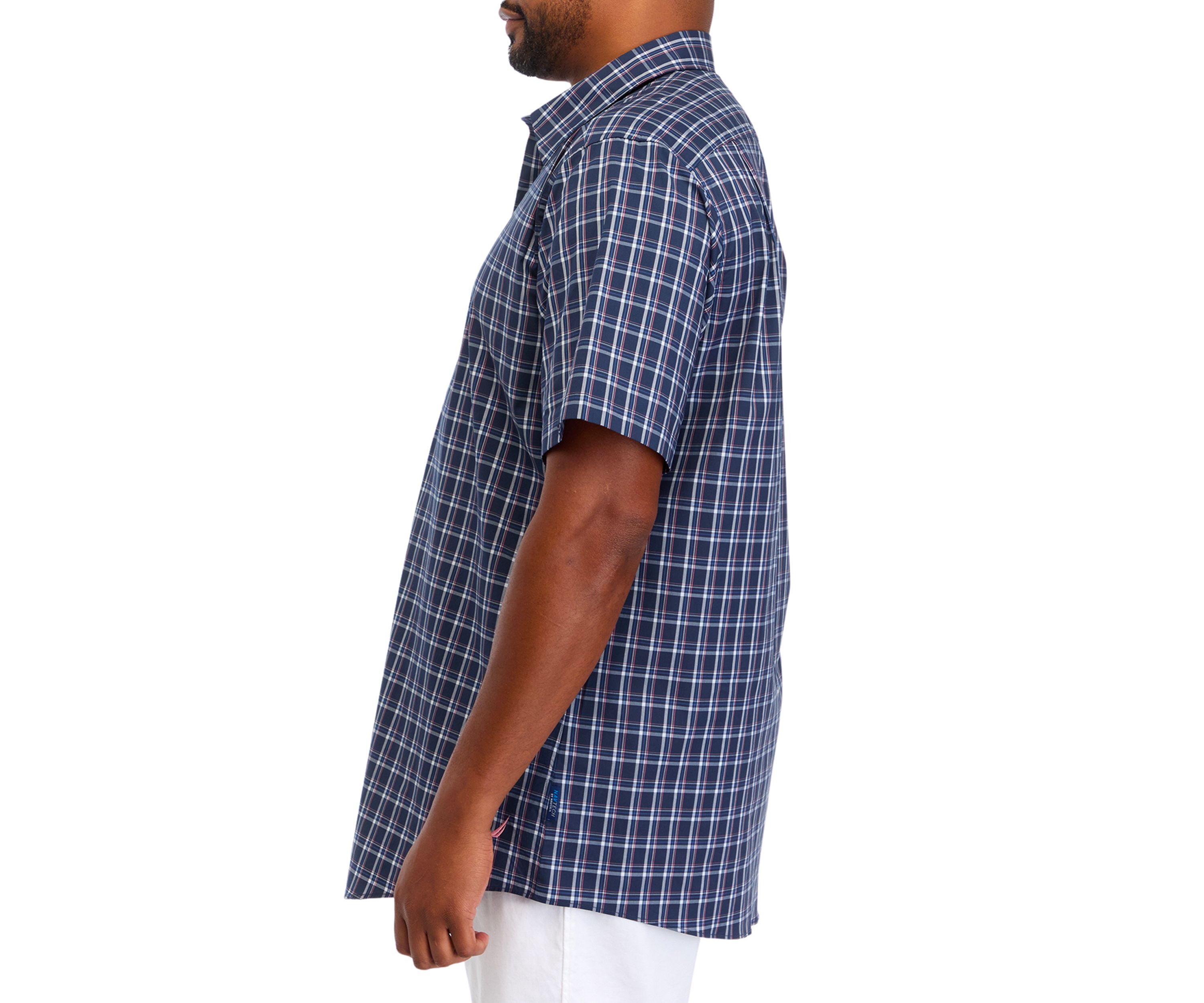 Big & Tall Short Sleeve Navtech Plaid Shirt