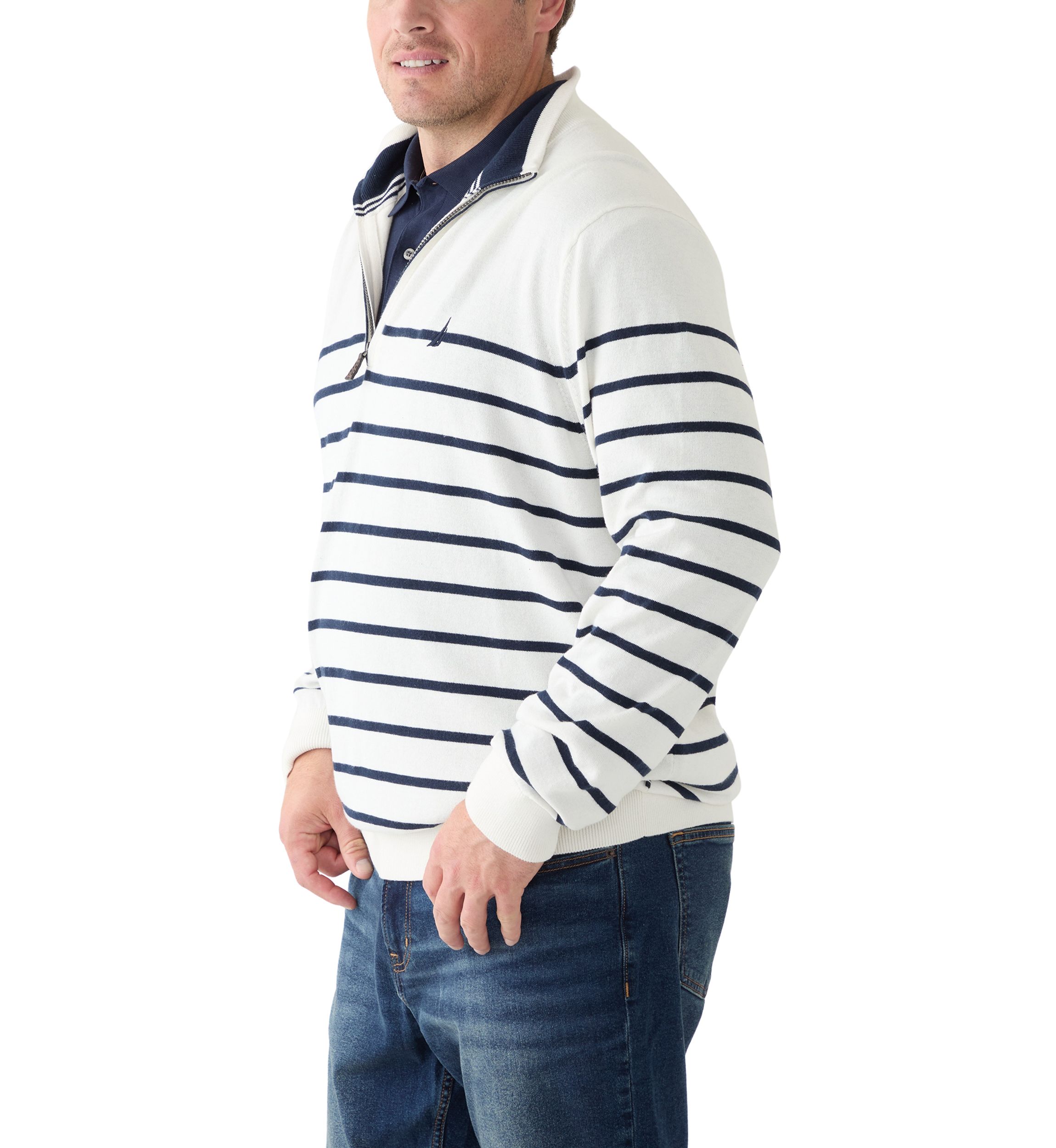 Big & Tall Navtech Striped Quarter-Zip Sweater