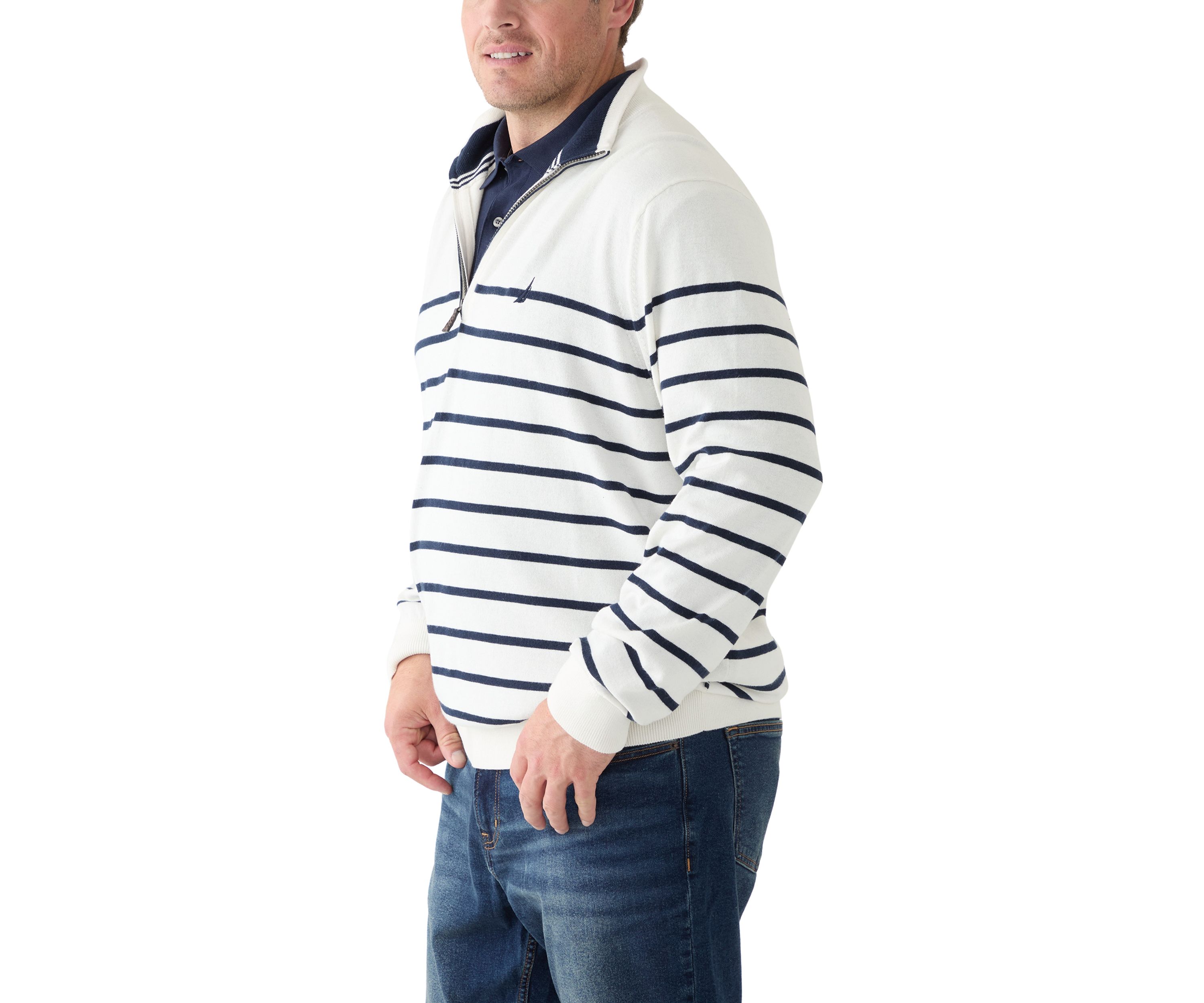 Big & Tall Navtech Striped Quarter-Zip Sweater