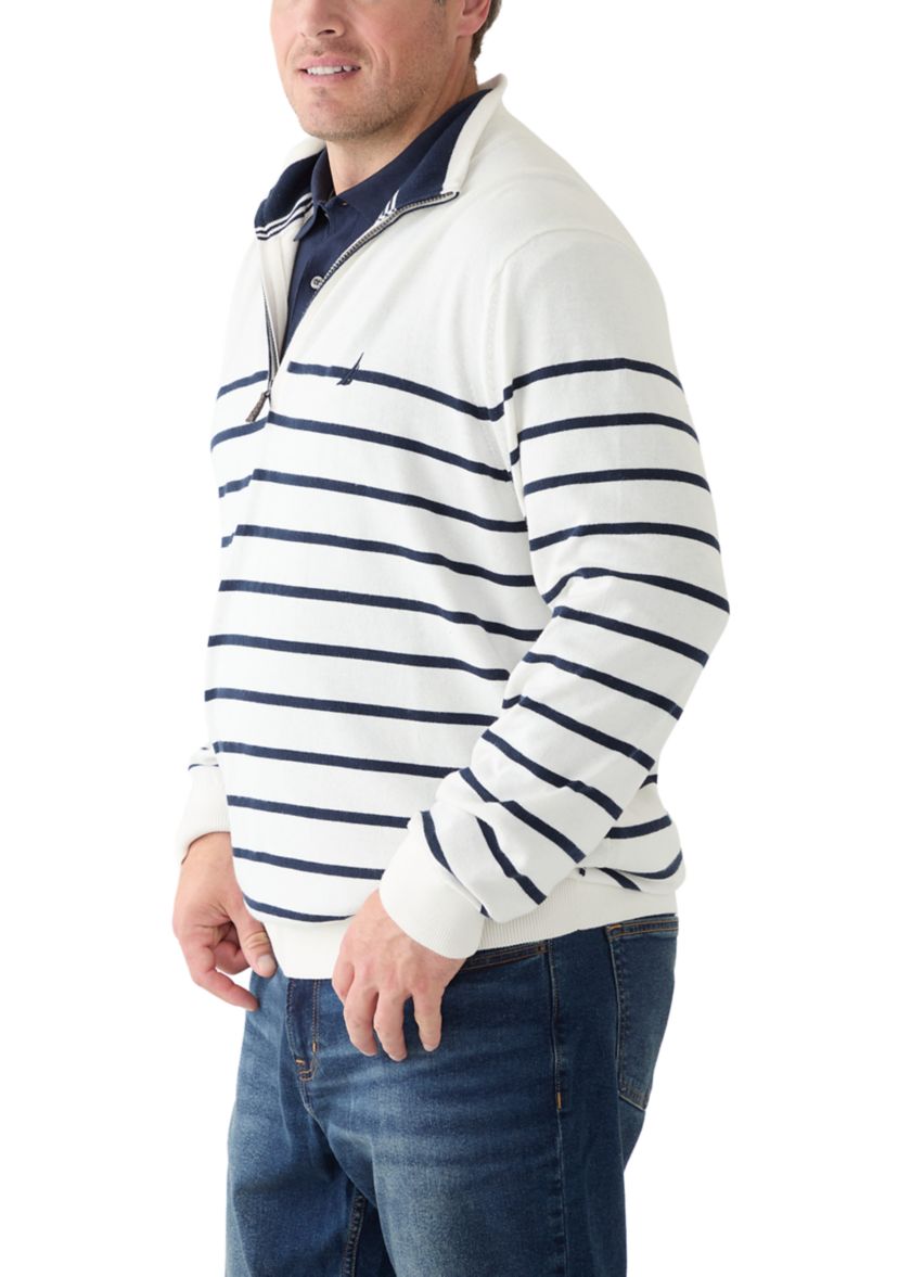 Big & Tall Navtech Striped Quarter-Zip Sweater