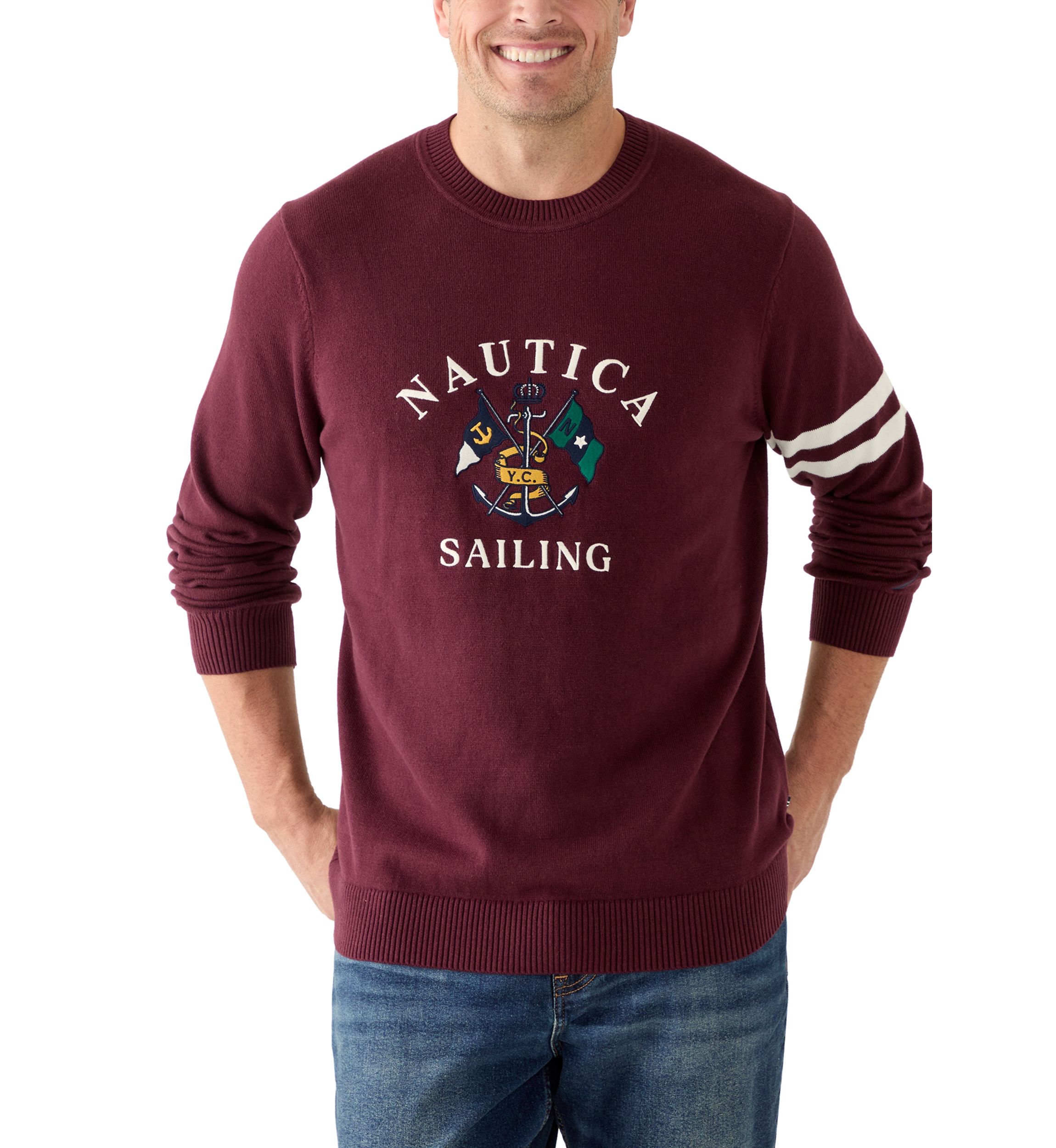 Big & Tall Embroidered Crew Neck Sweater