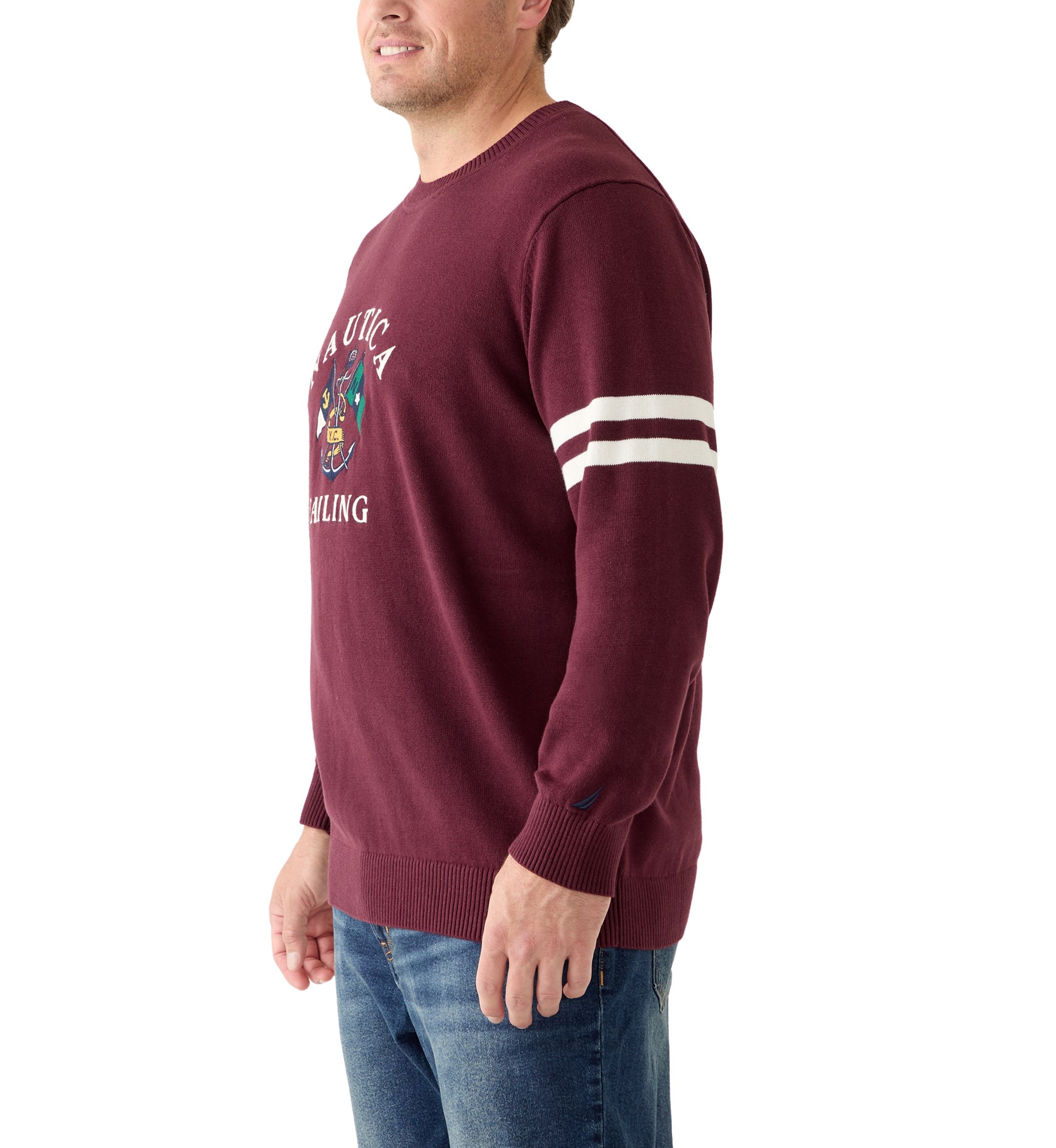 Big & Tall Embroidered Crew Neck Sweater