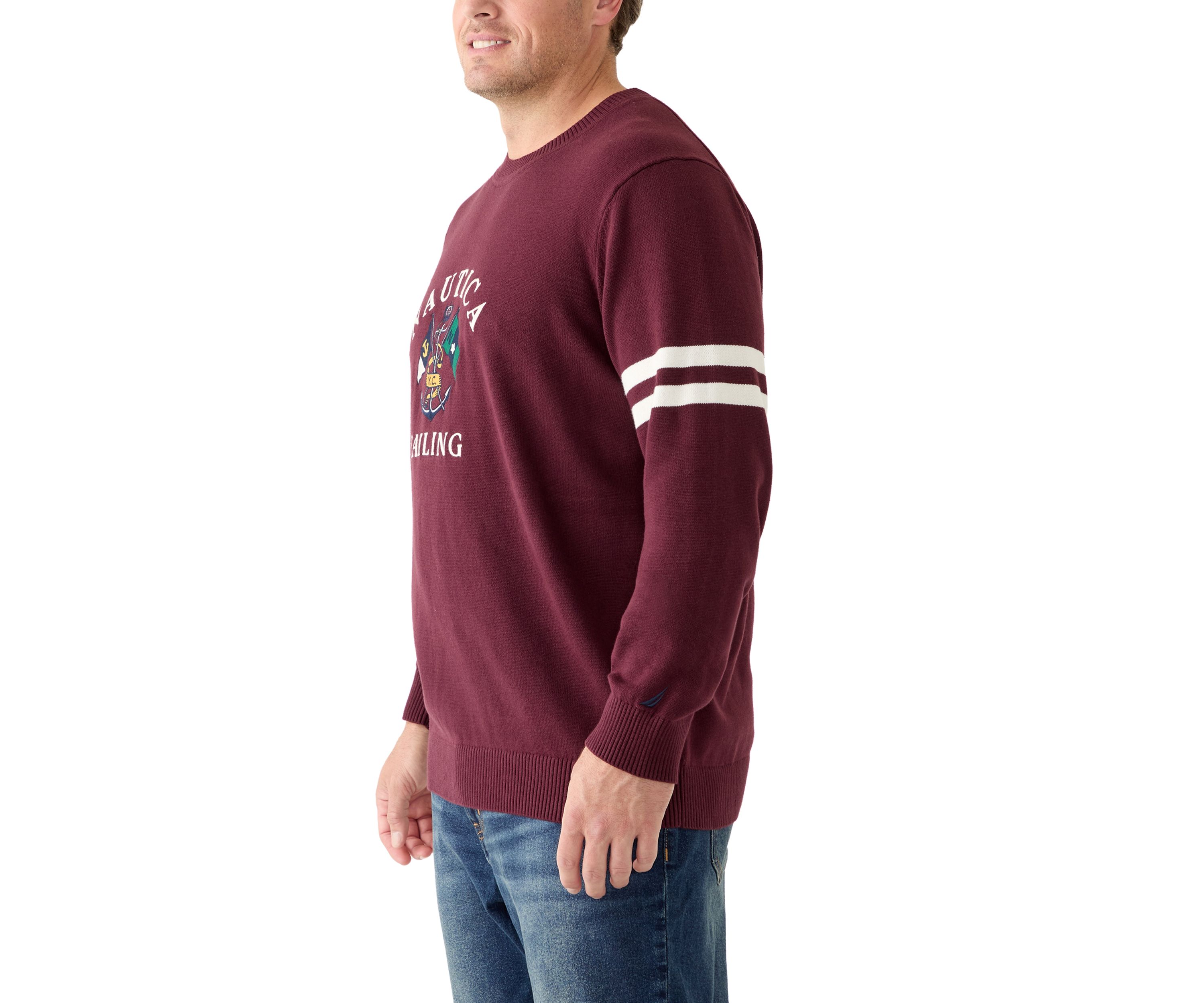 Big & Tall Embroidered Crew Neck Sweater
