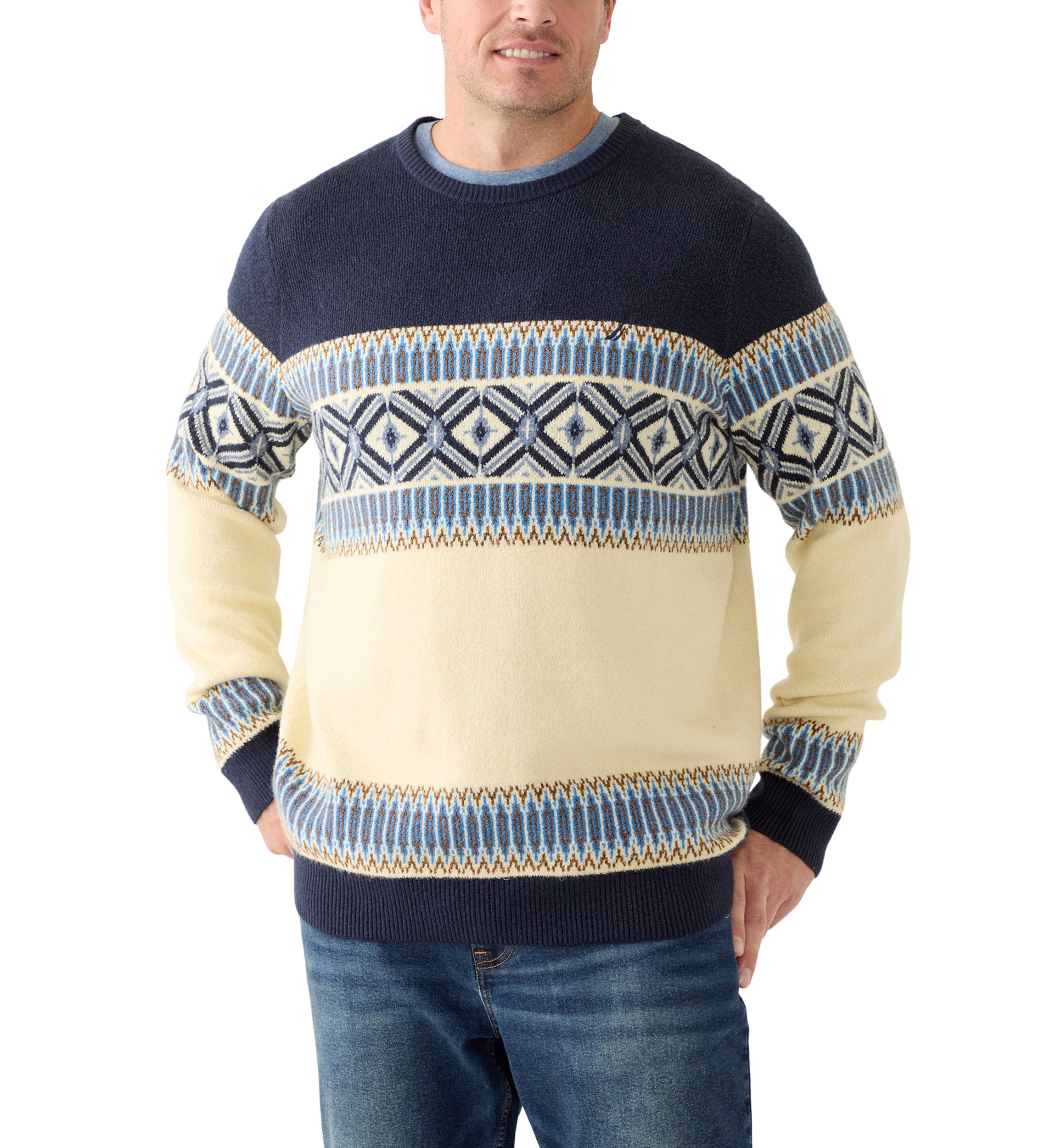 Big & Tall Fair Isle Crew Neck Sweater
