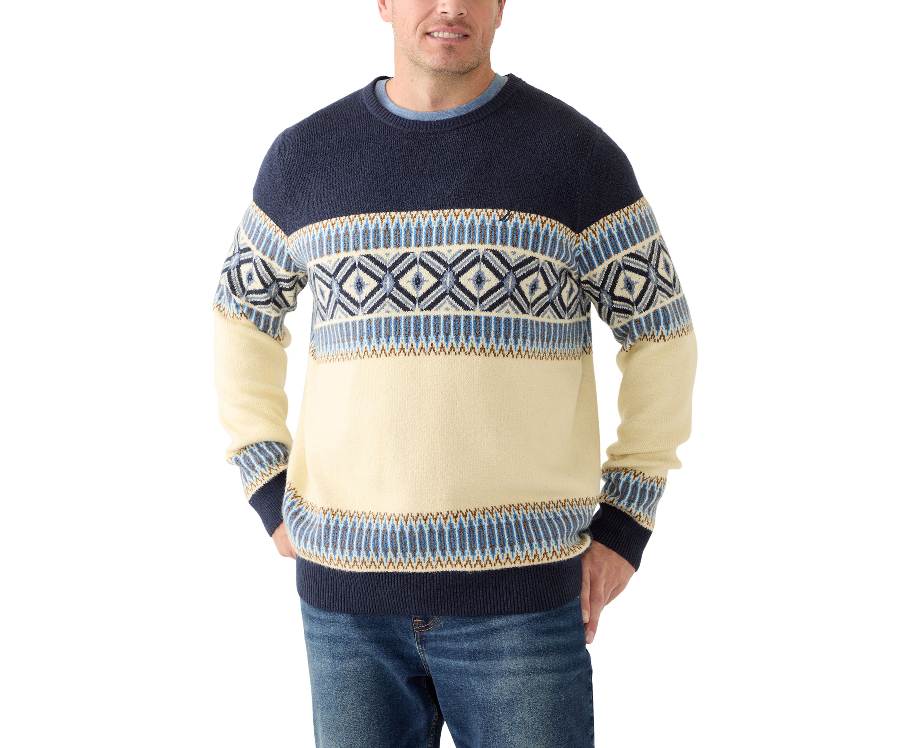 Big & Tall Fair Isle Crew Neck Sweater