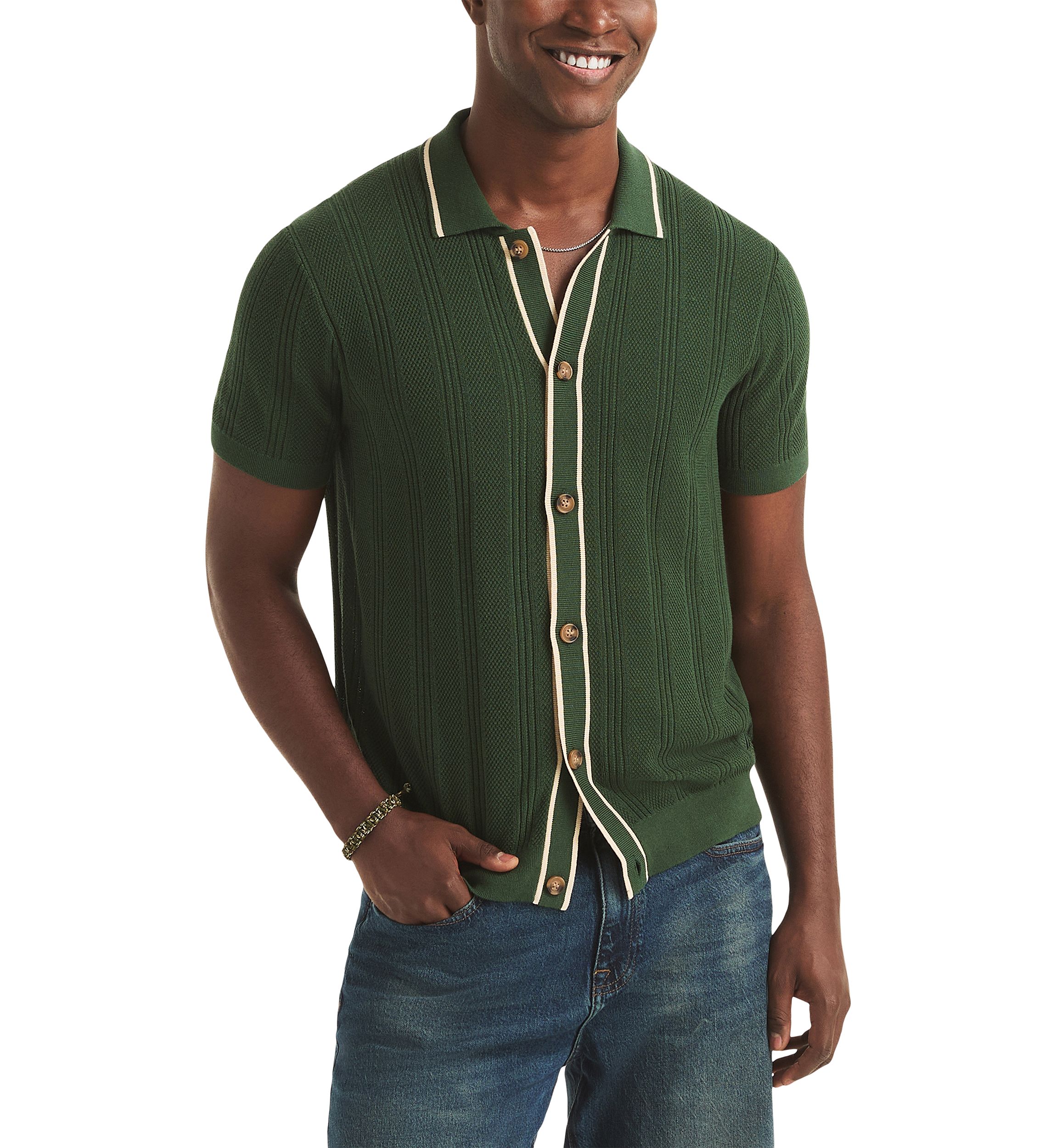 Nautica Big & Tall Textured Open Front Polo Sweater | Belk