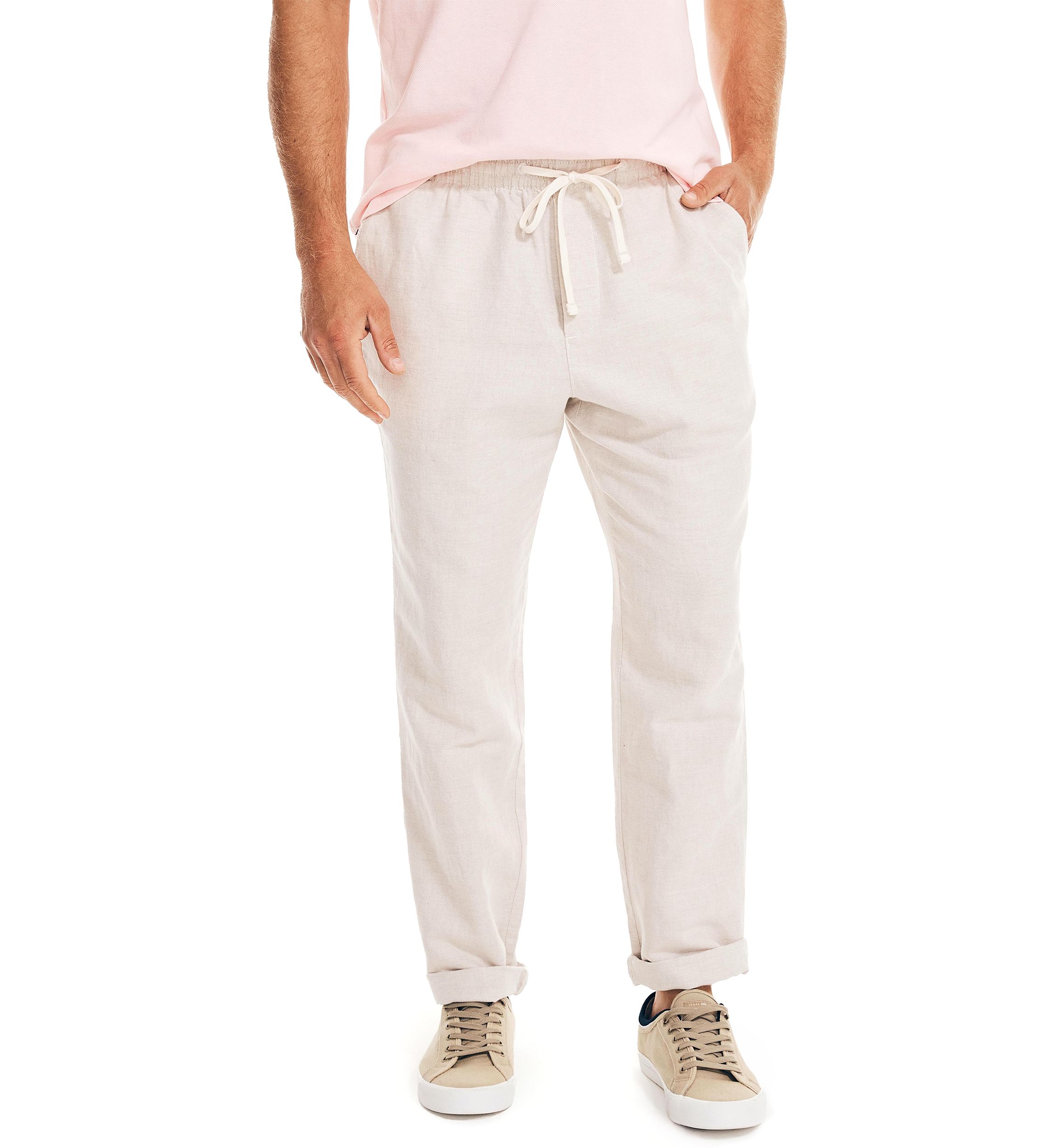 Classic Fit Drawstring Linen Pants 