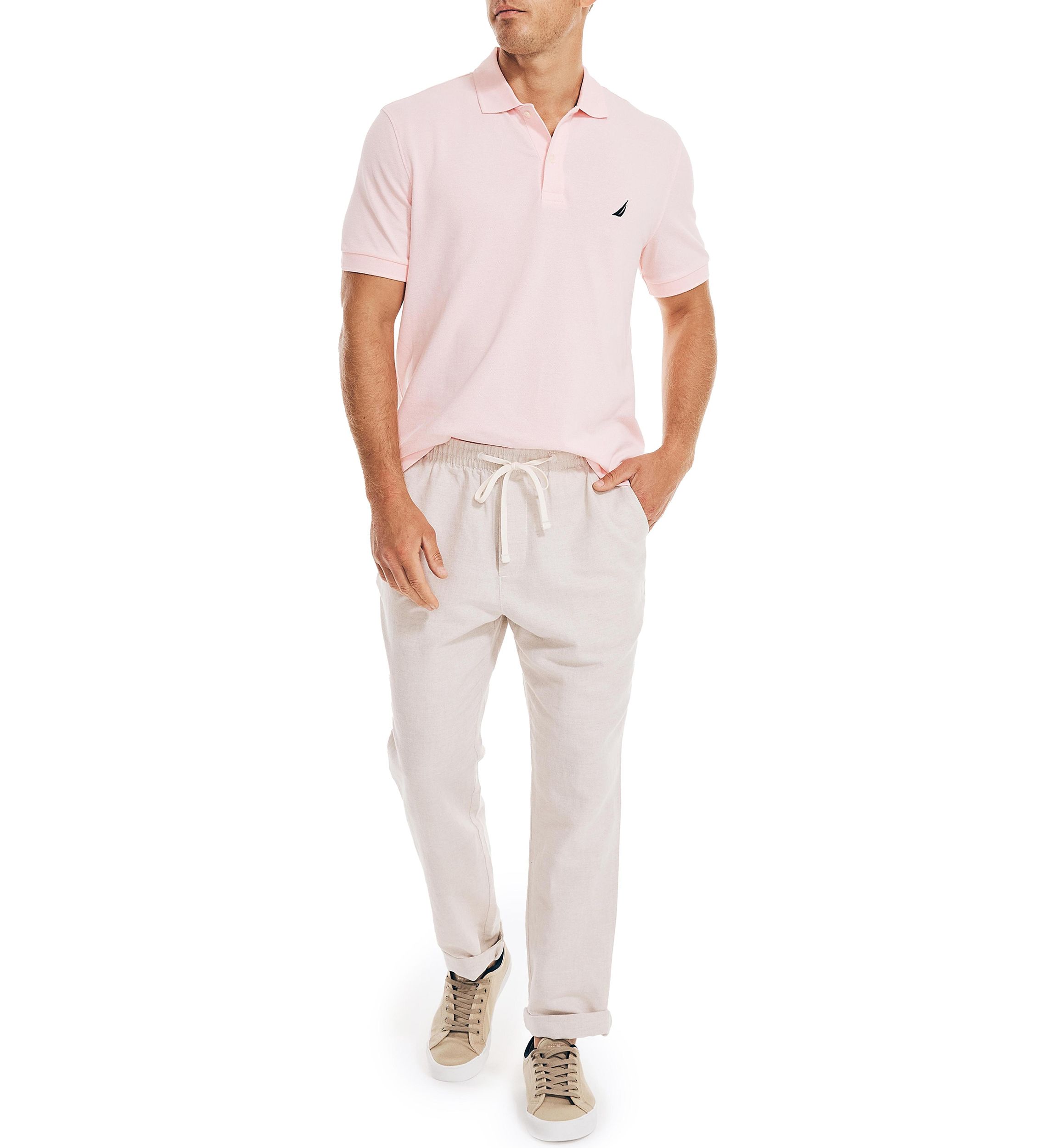 Classic Fit Drawstring Linen Pants 