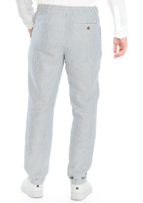 Classic Fit Striped Linen Drawstring Pants
