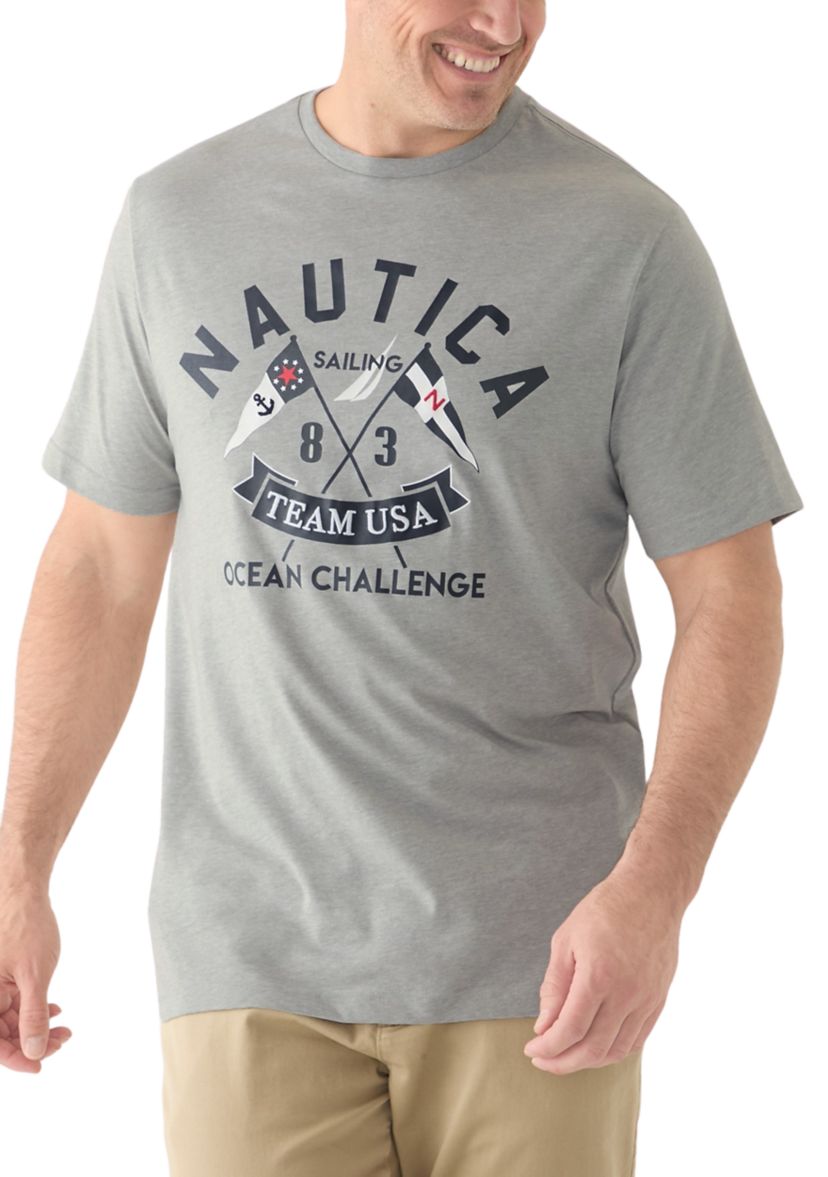 Big & Tall Short Sleeve Ocean Challenge Embroidered Front Graphic T-Shirt