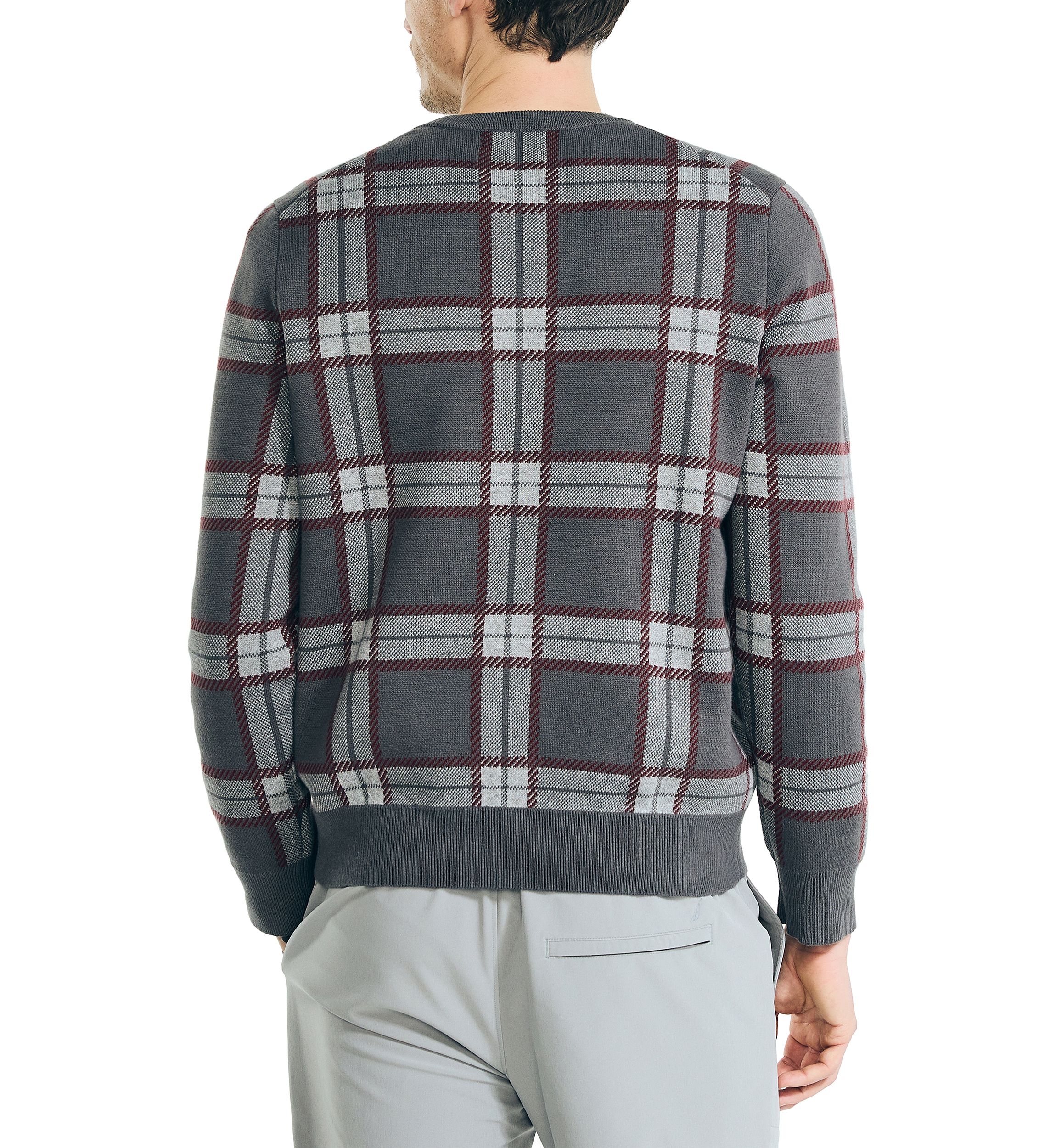 Navtech Plaid Jacquard Crew Neck Sweater