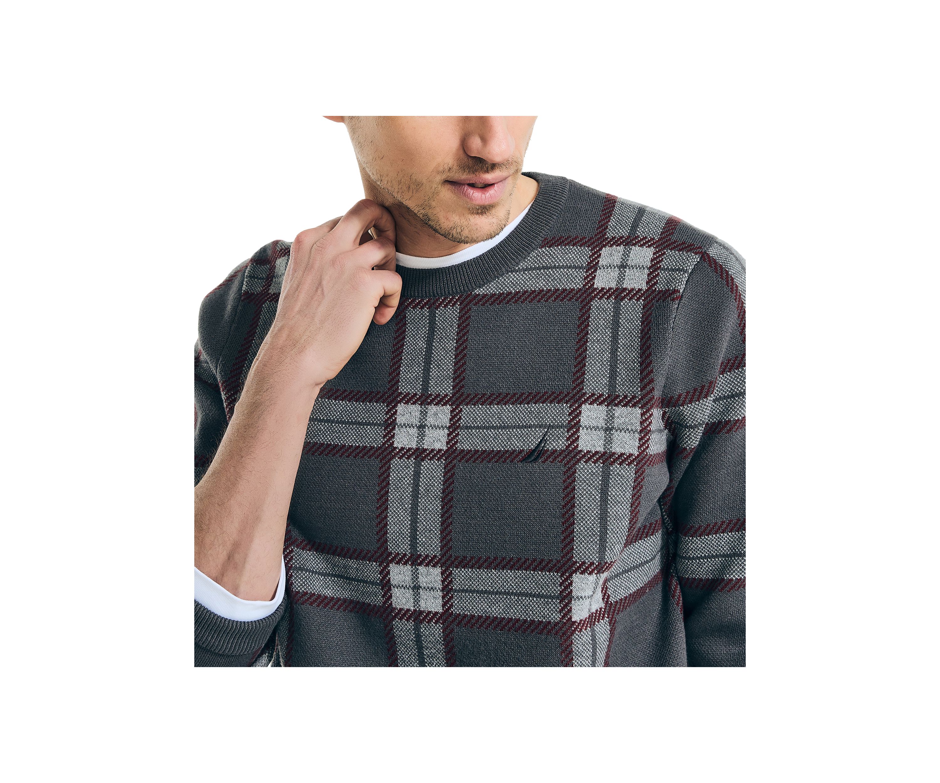 Navtech Plaid Jacquard Crew Neck Sweater