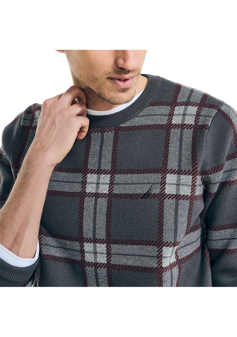 Navtech Plaid Jacquard Crew Neck Sweater