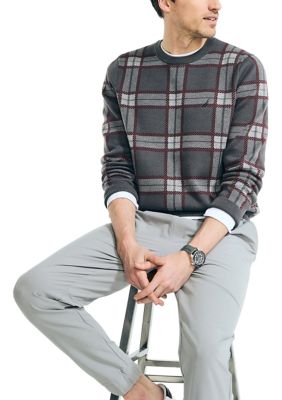 Navtech Plaid Jacquard Crew Neck Sweater