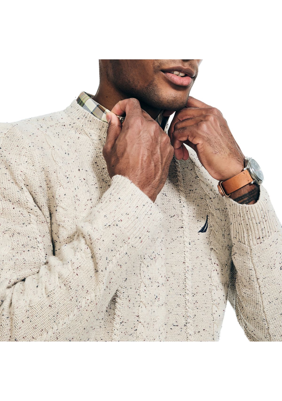 Sustainably Crafted Cable Knit Crew Neck Sweater