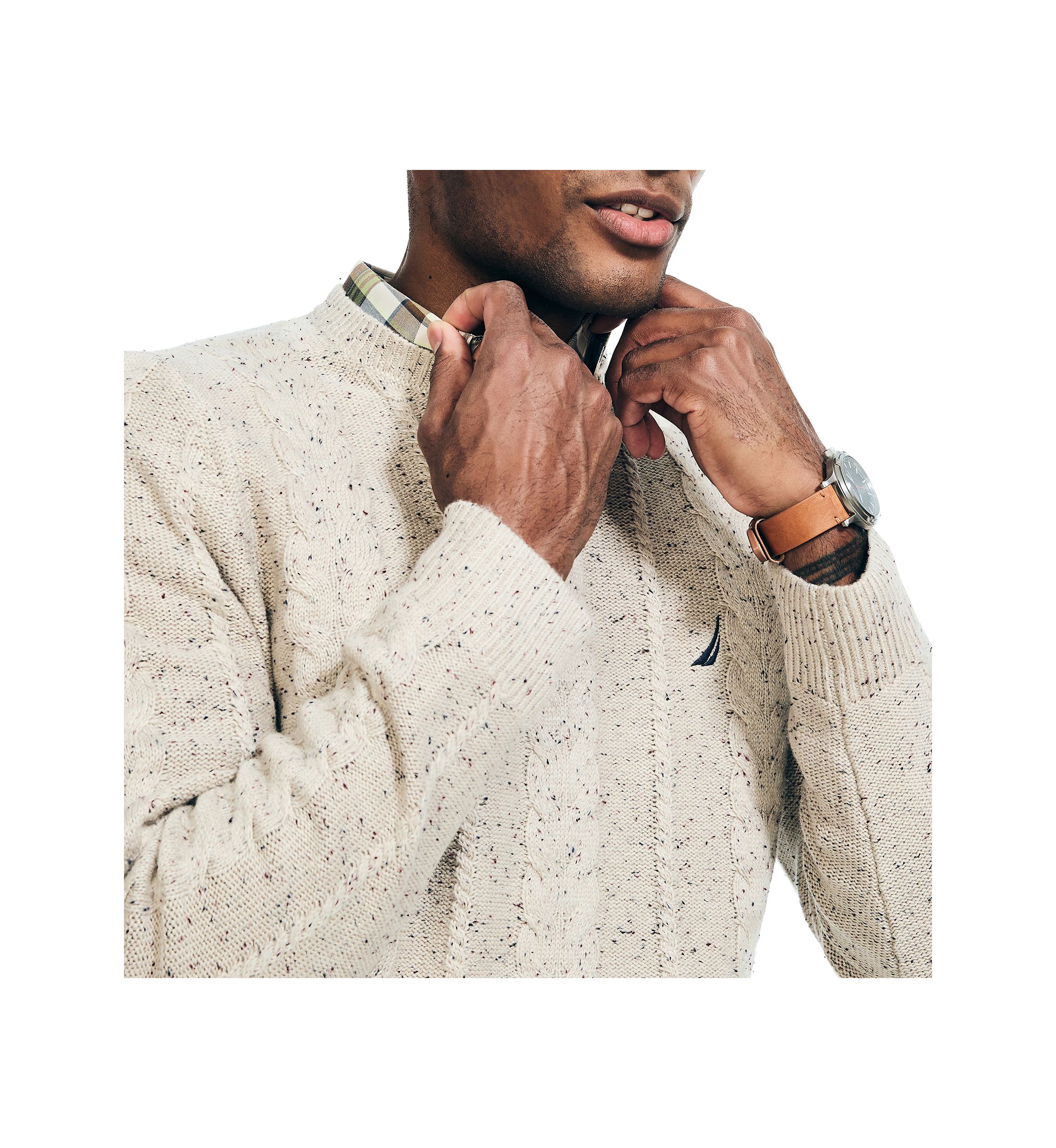 Sustainably Crafted Cable Knit Crew Neck Sweater