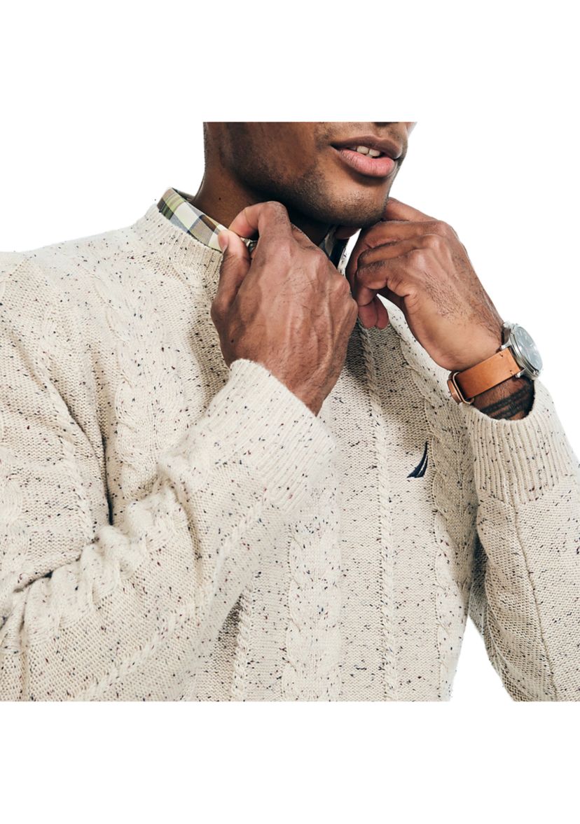 Sustainably Crafted Cable Knit Crew Neck Sweater