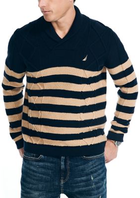 Nautica Men's Cable-Knit V-Neck Sweater