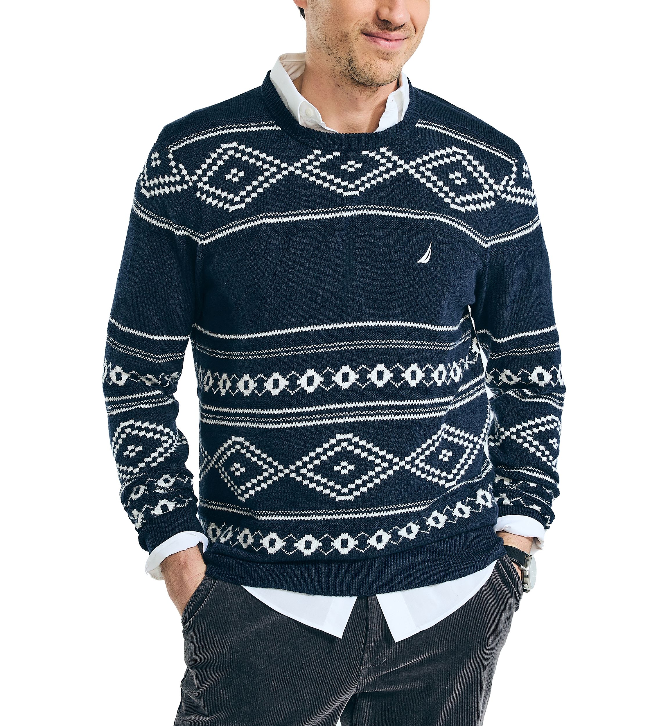 Sustainably Crafted Fair Isle Crew Neck Sweater
