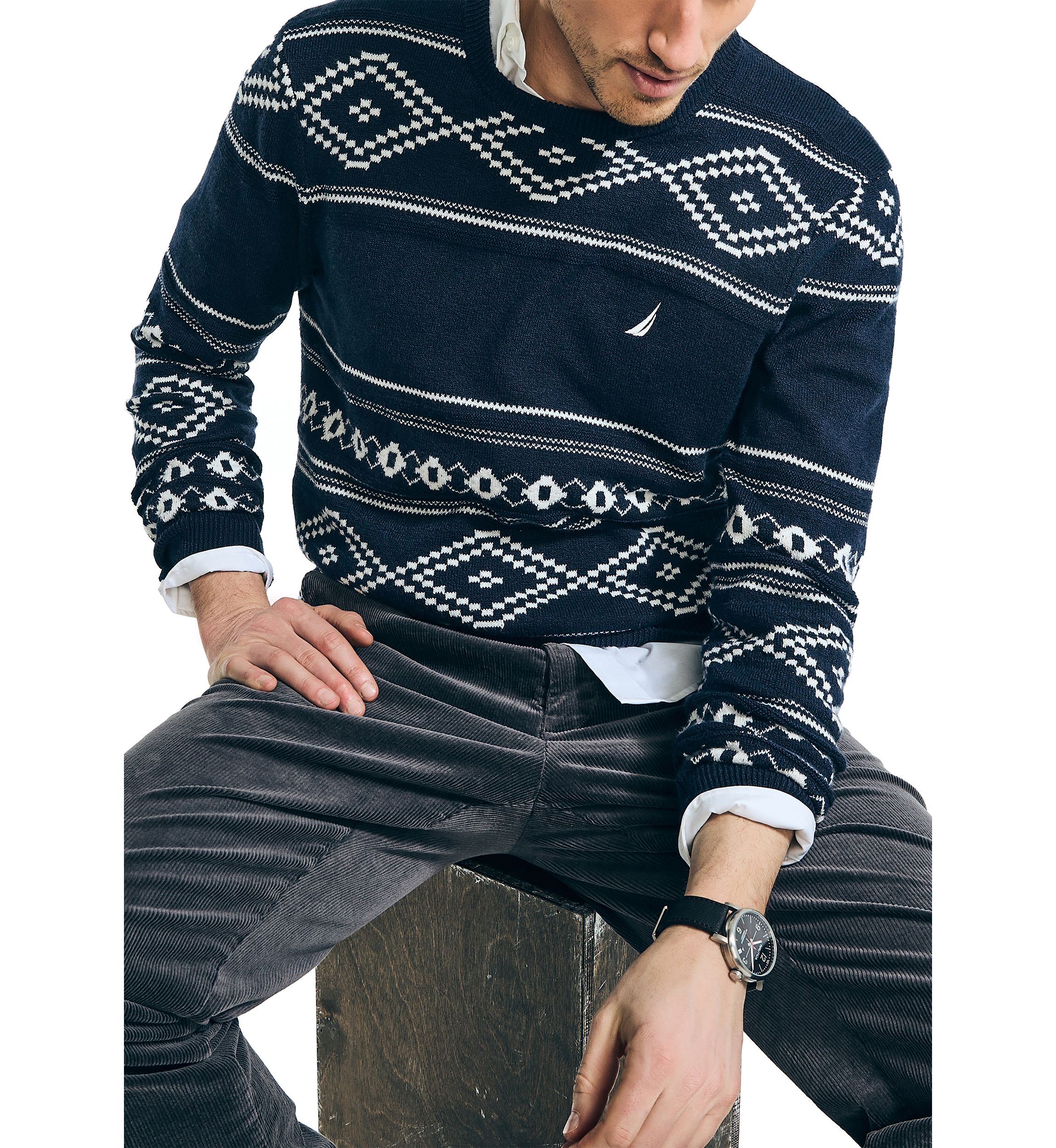Sustainably Crafted Fair Isle Crew Neck Sweater