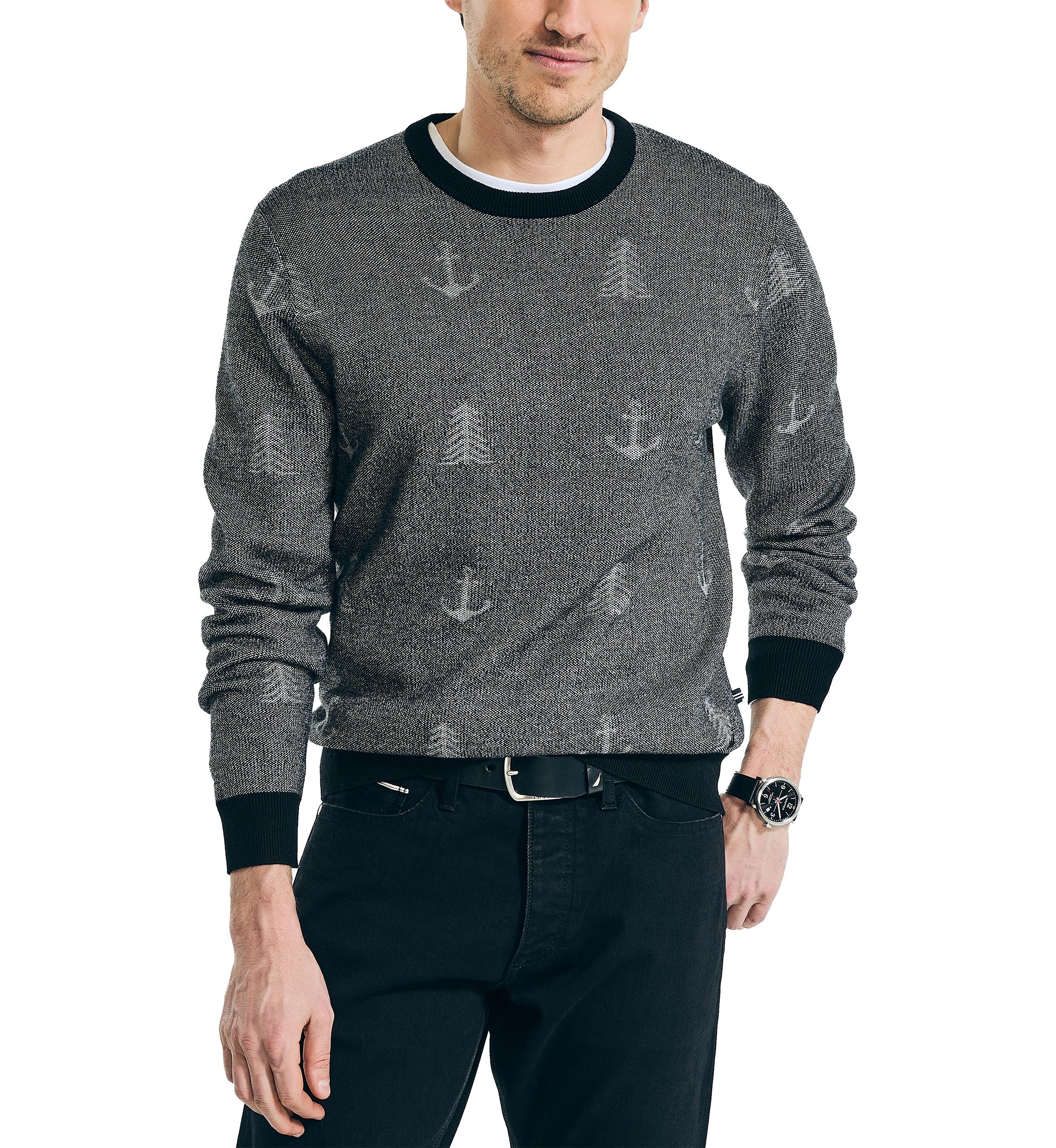 Sustainably Crafted Printed Crew Neck Sweater