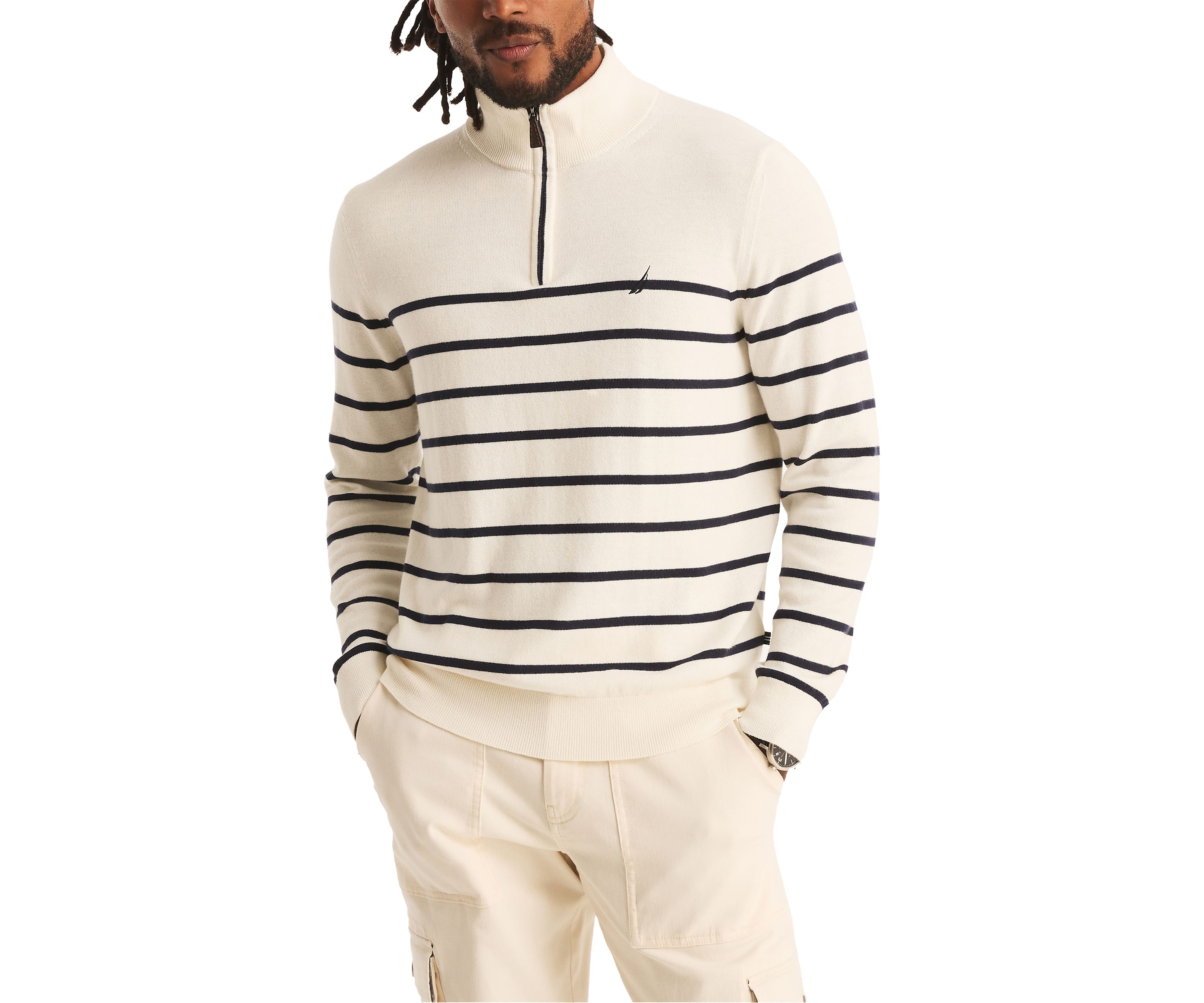 Navtech Striped 1/4 Zip Sweater