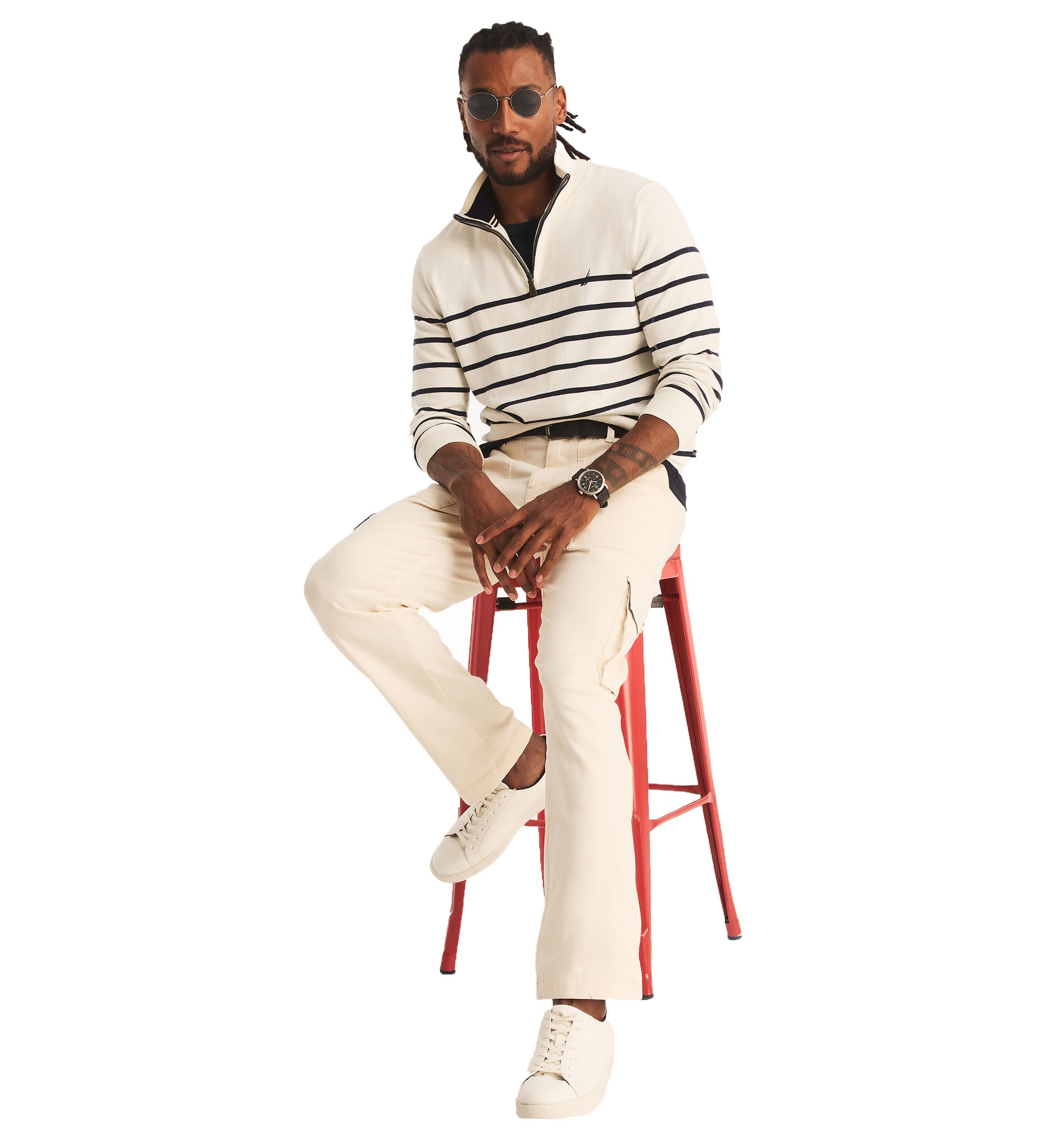 Navtech Striped 1/4 Zip Sweater