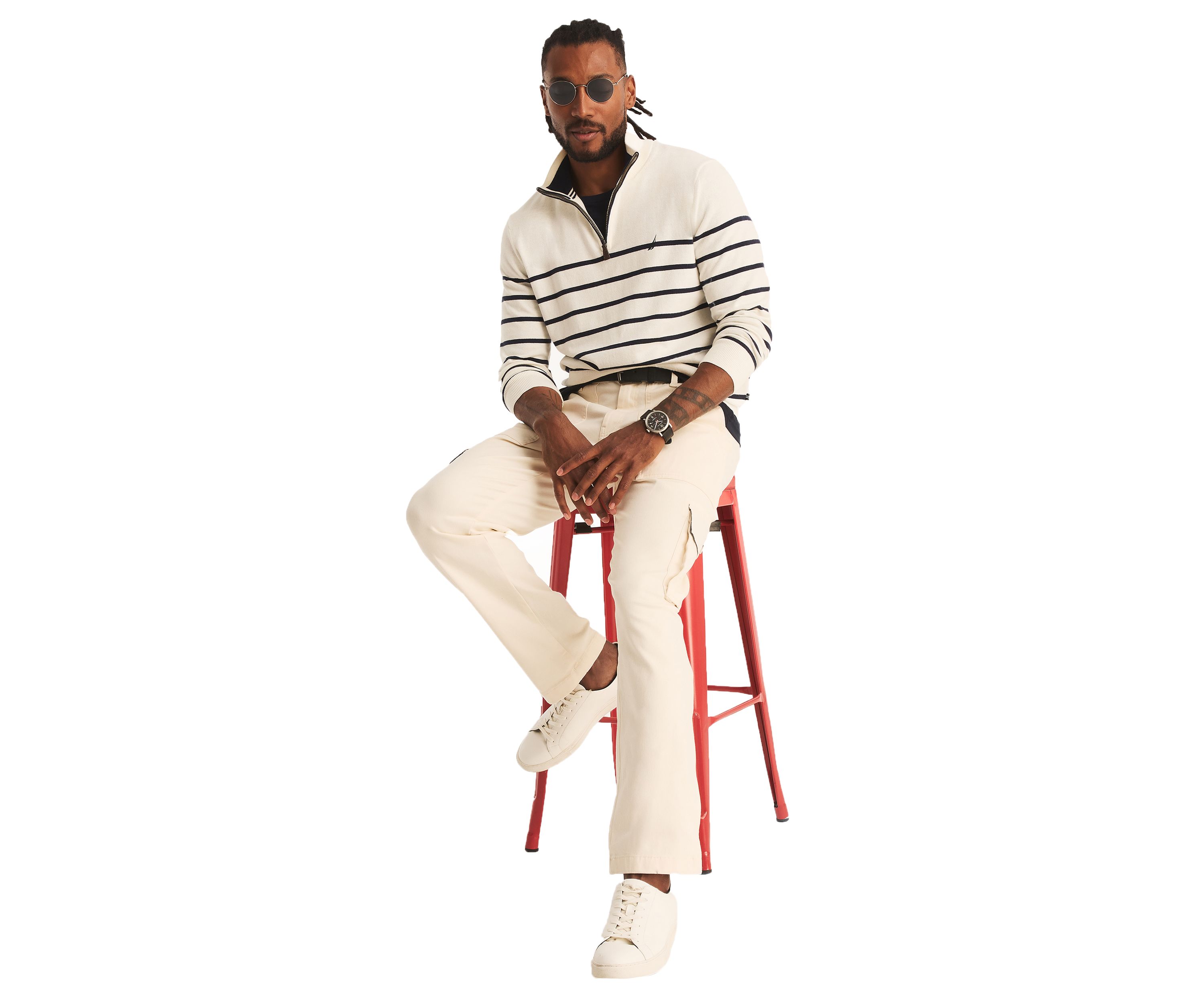 Navtech Striped 1/4 Zip Sweater