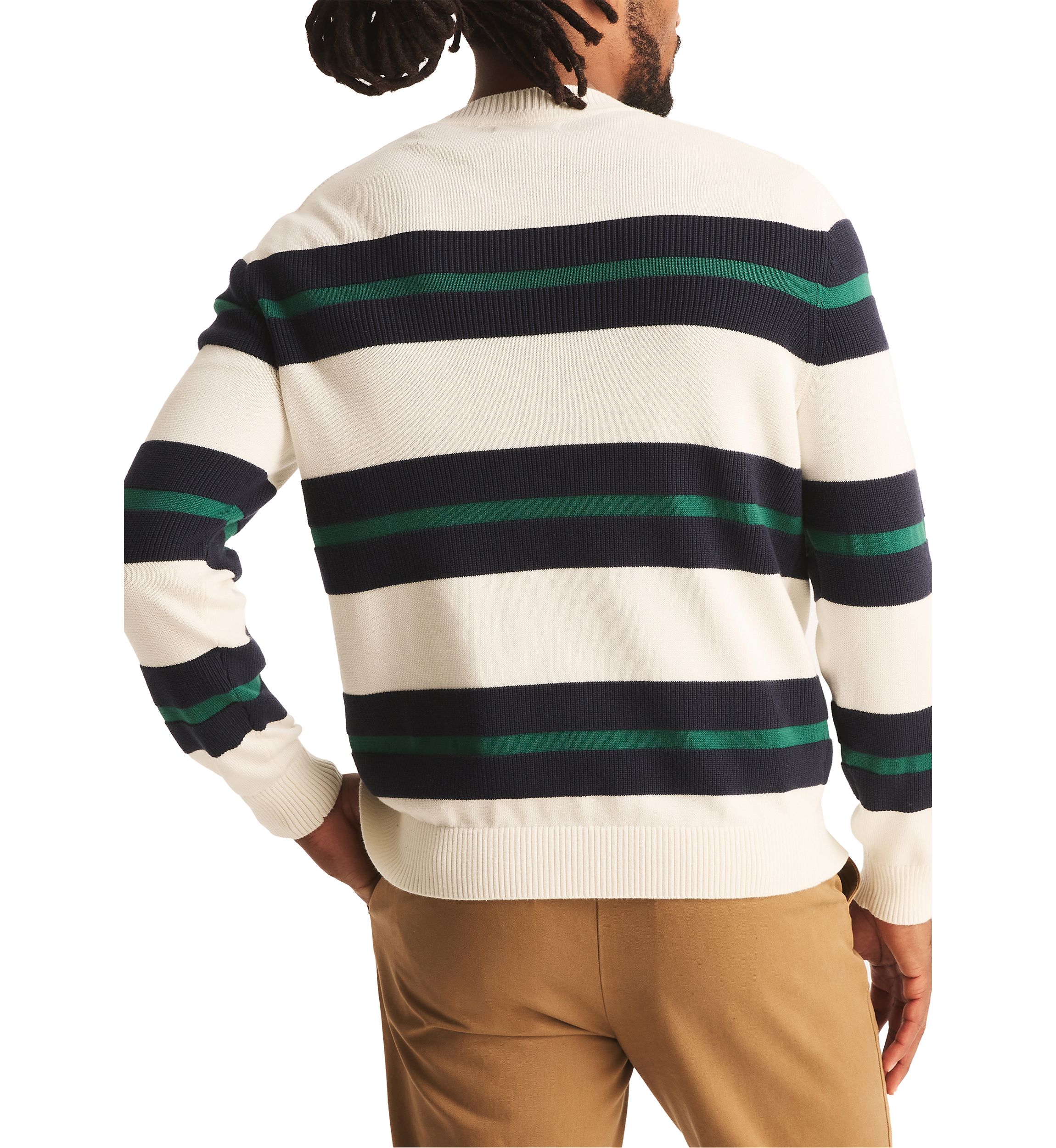 Striped Textured Crew Neck Sweatshirt 