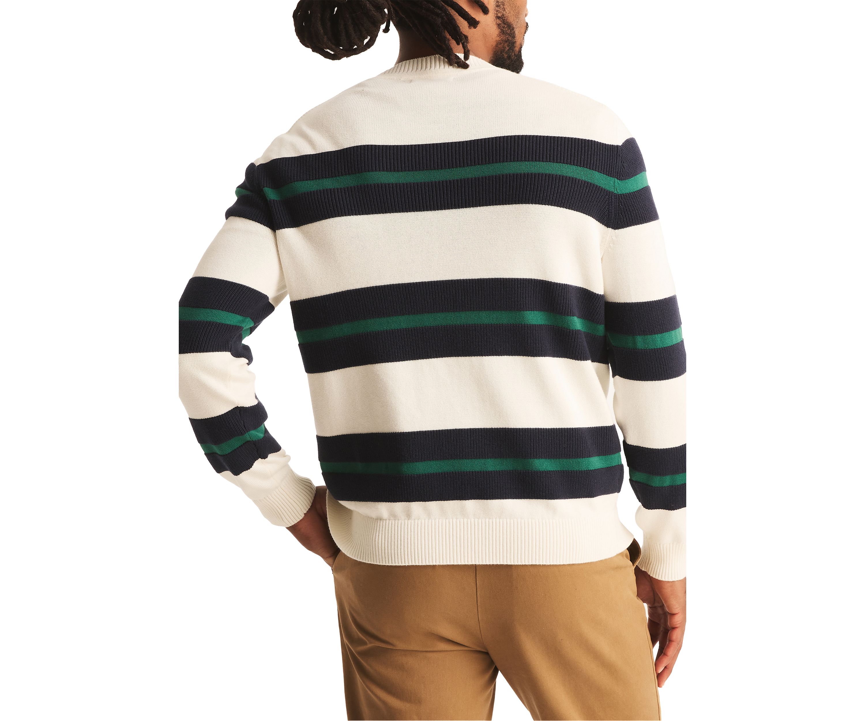 Striped Textured Crew Neck Sweatshirt 