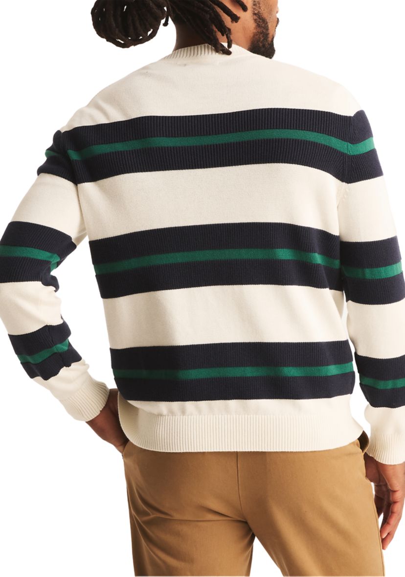 Striped Textured Crew Neck Sweatshirt 
