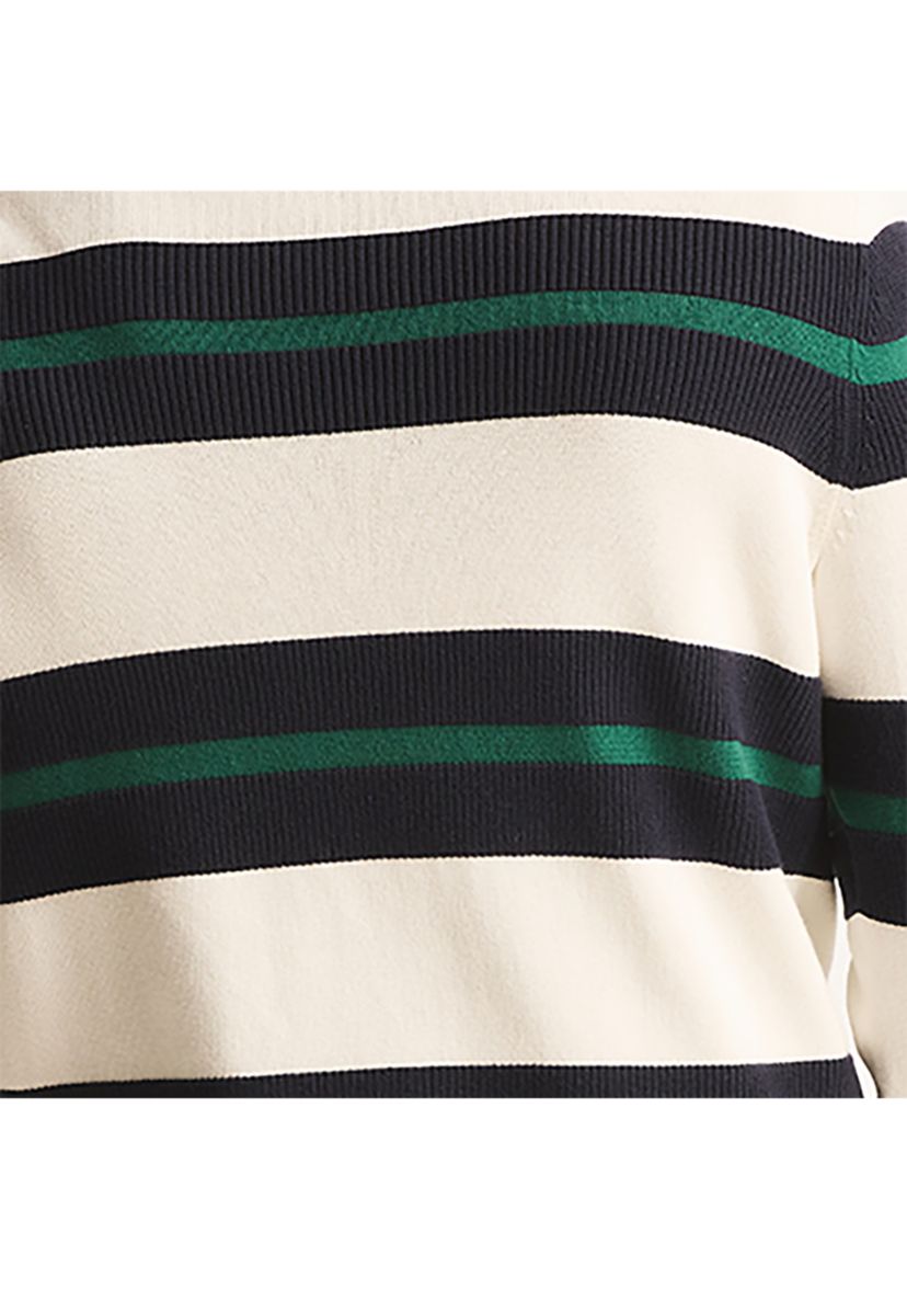 Striped Textured Crew Neck Sweatshirt 