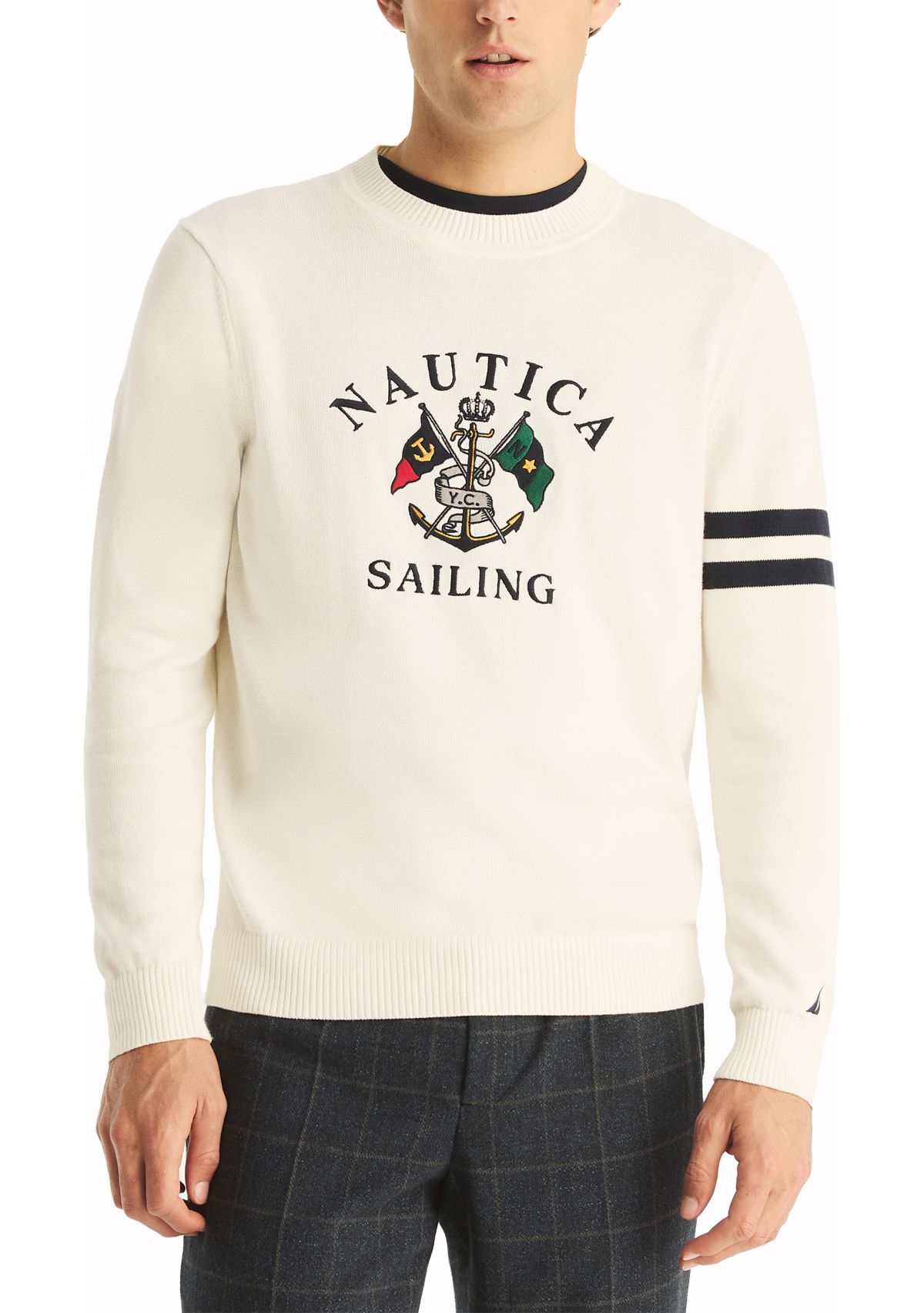 Embroidered Crew Neck Sweater 