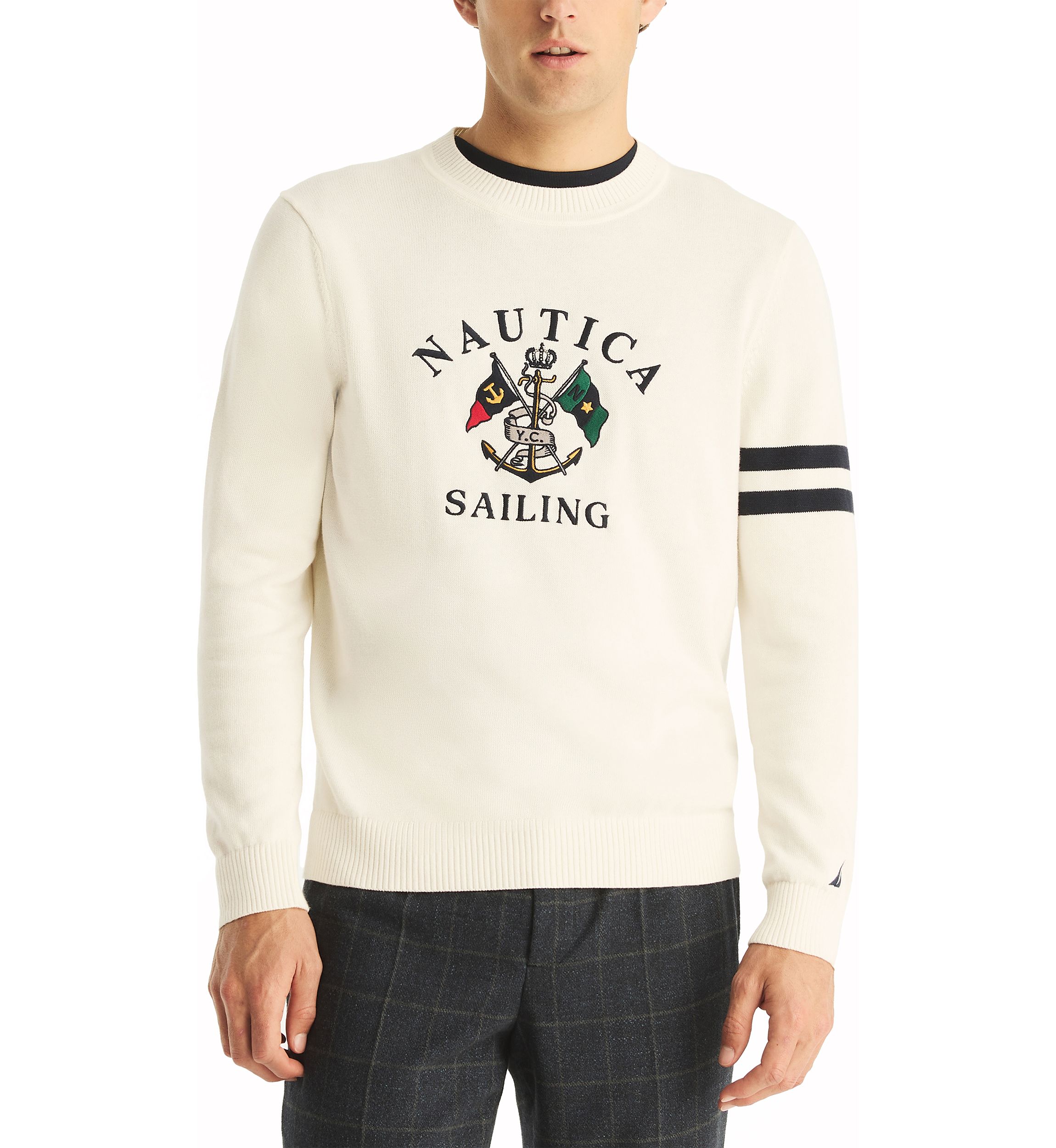 Embroidered Crew Neck Sweater 