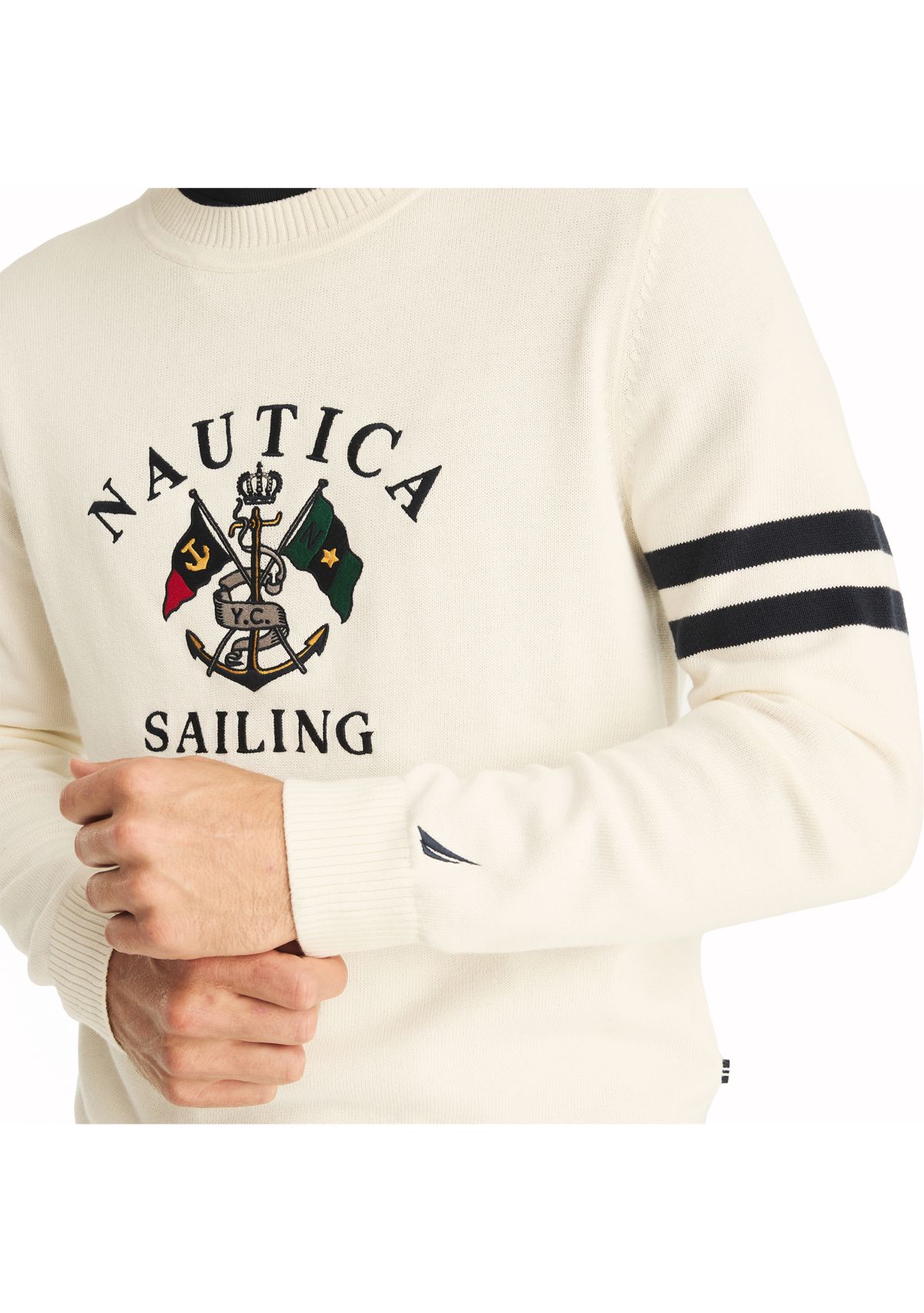 Embroidered Crew Neck Sweater 