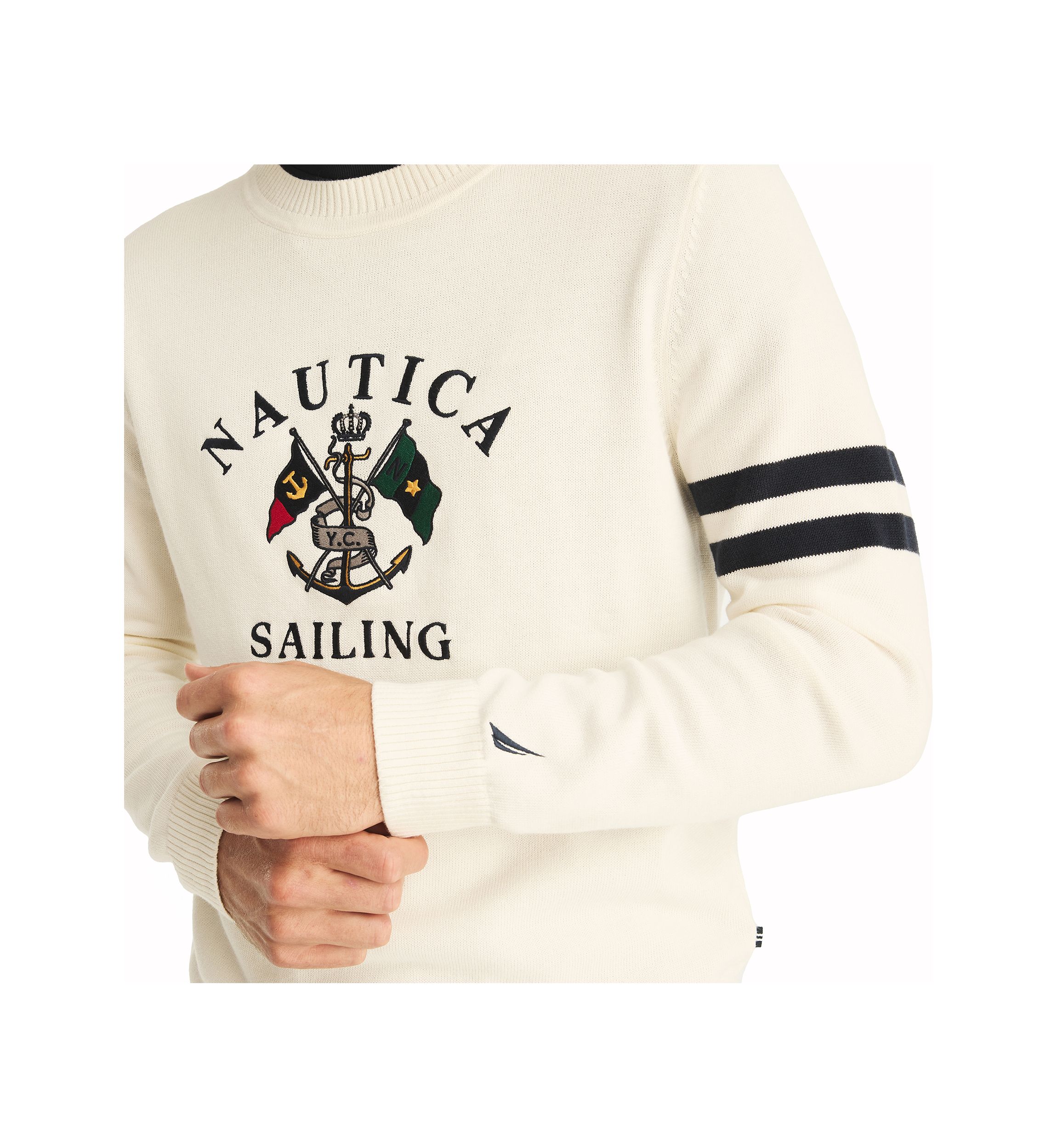 Embroidered Crew Neck Sweater 