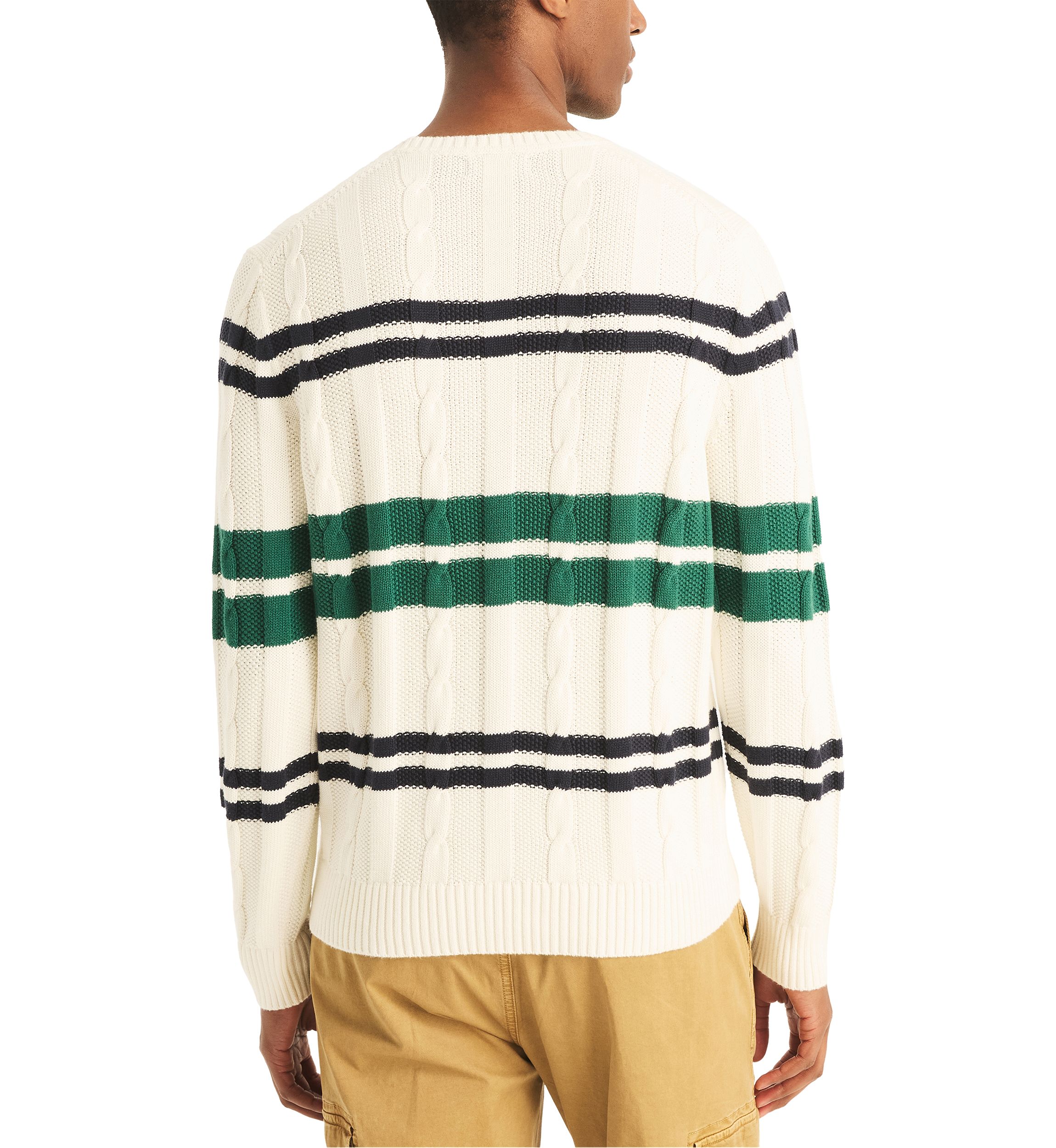 Striped Cable-Knit Sweater