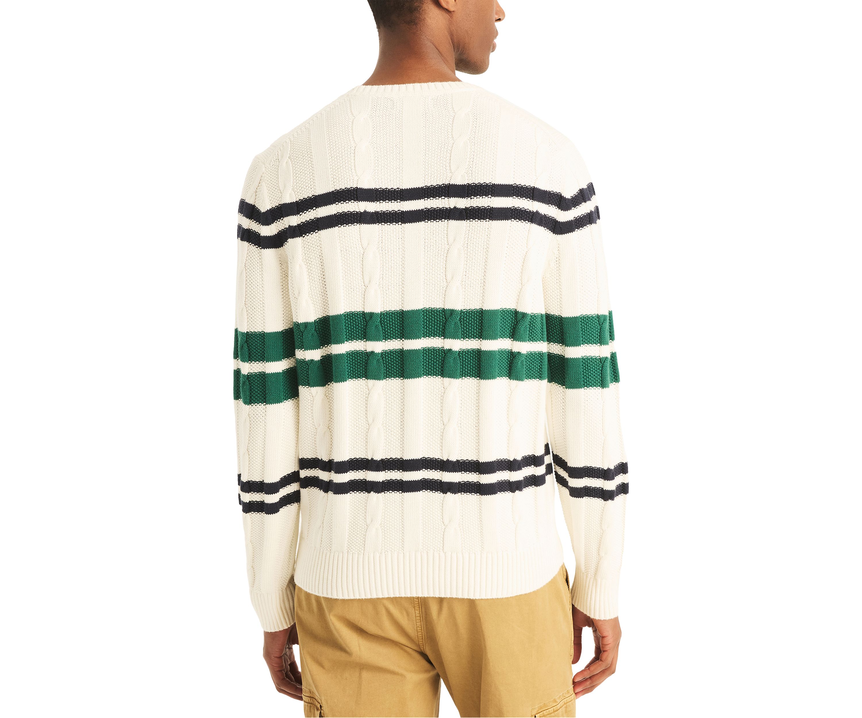 Striped Cable-Knit Sweater
