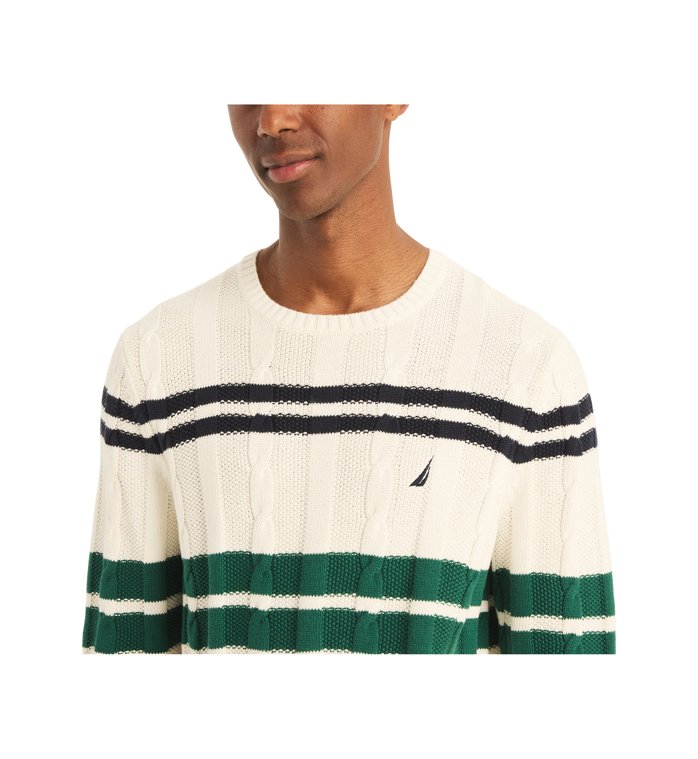 Striped Cable-Knit Sweater