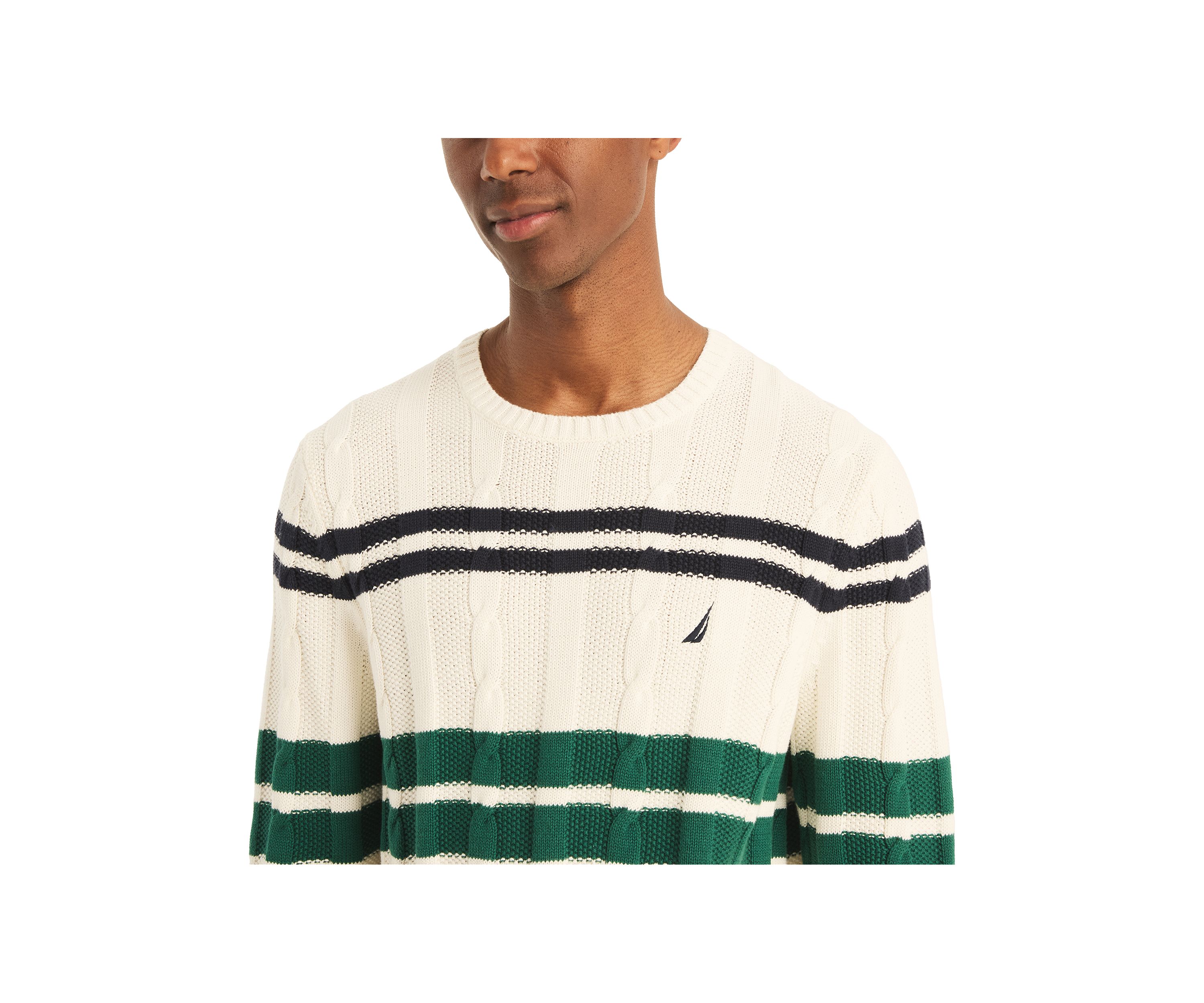 Striped Cable-Knit Sweater