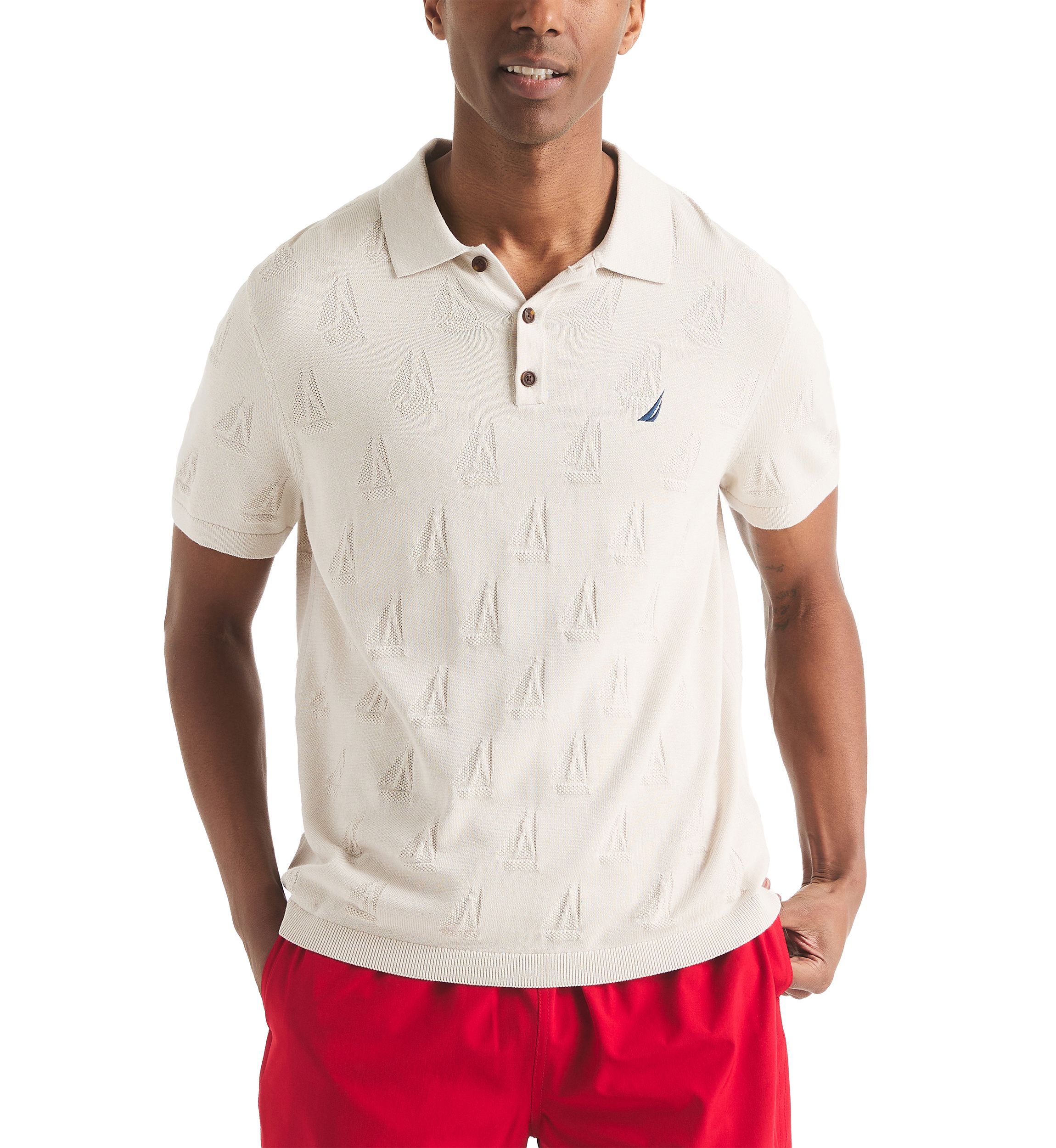 Printed Sweater Polo Shirt