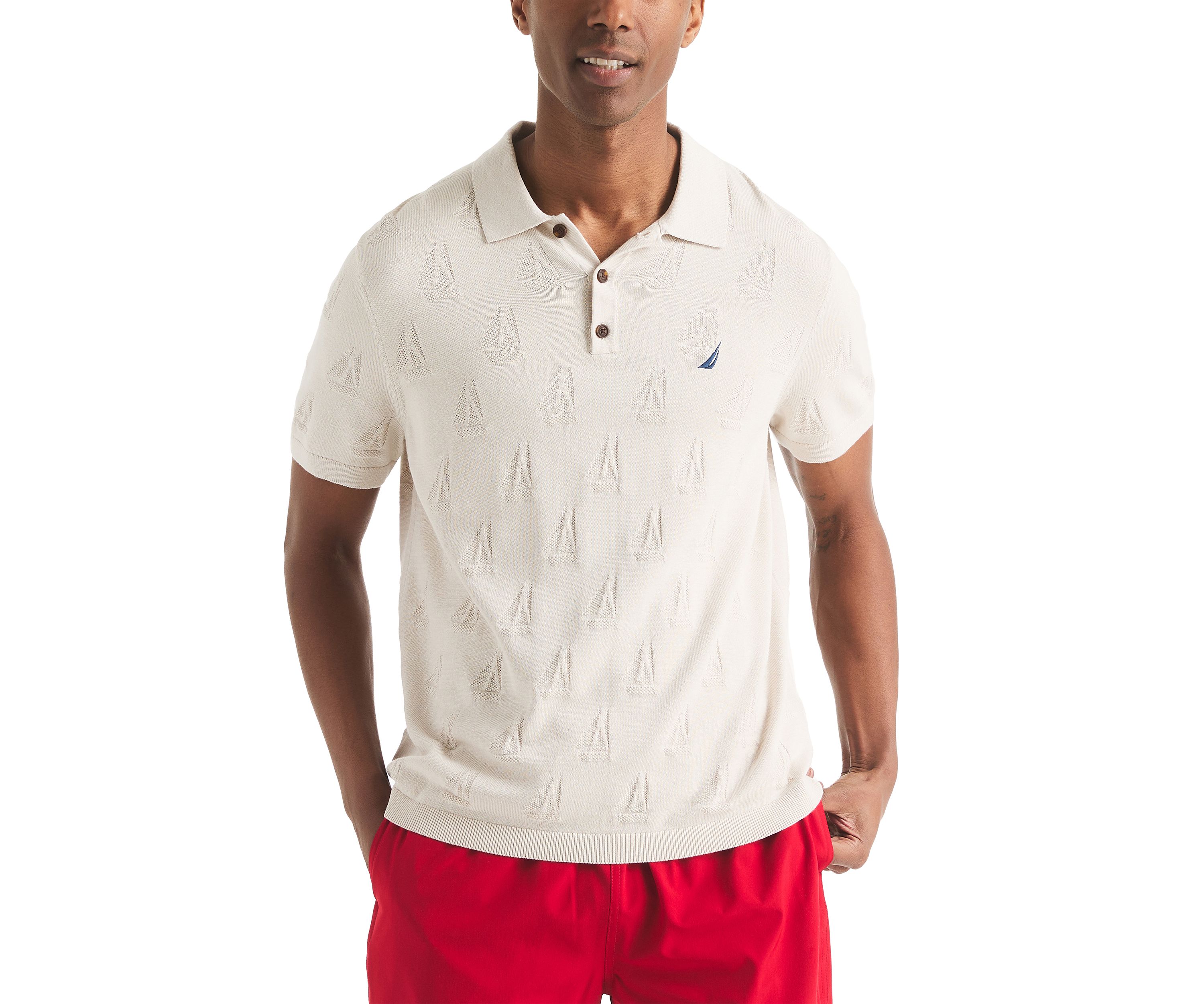 Printed Sweater Polo Shirt